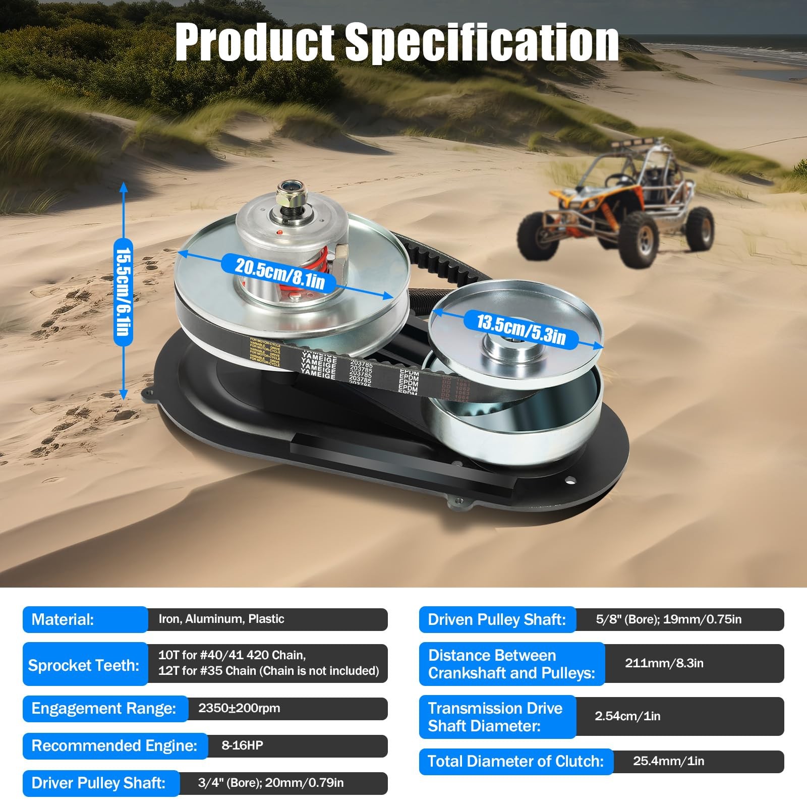 40 Series Torque Converter Kit for Go Kart Fits 420CC GX 390 1 Inch Shaft 203015