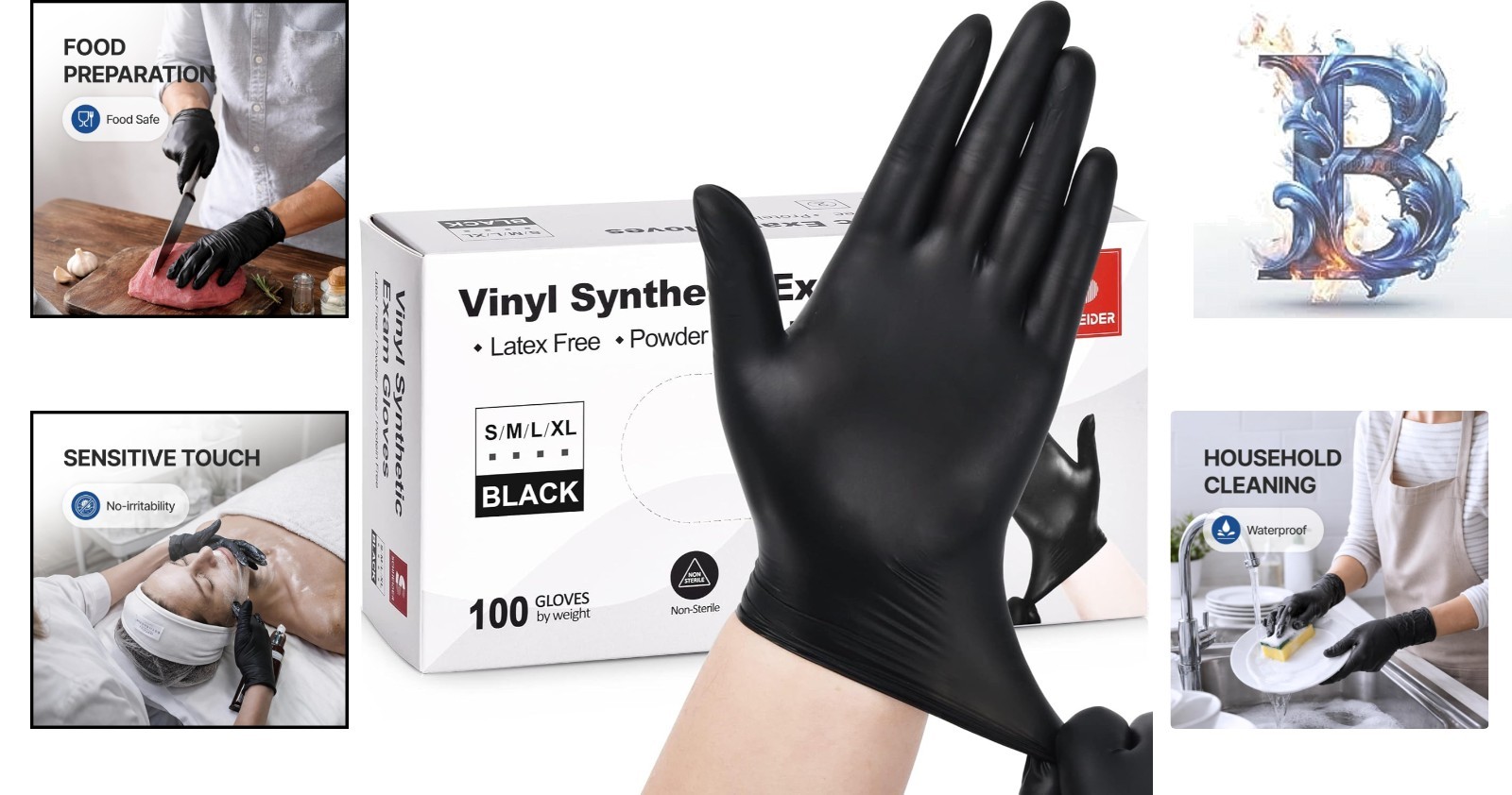 Ultra Thin 4-Mil Black Vinyl Gloves – Powder-Free, Ideal for Cooking & Cleaning