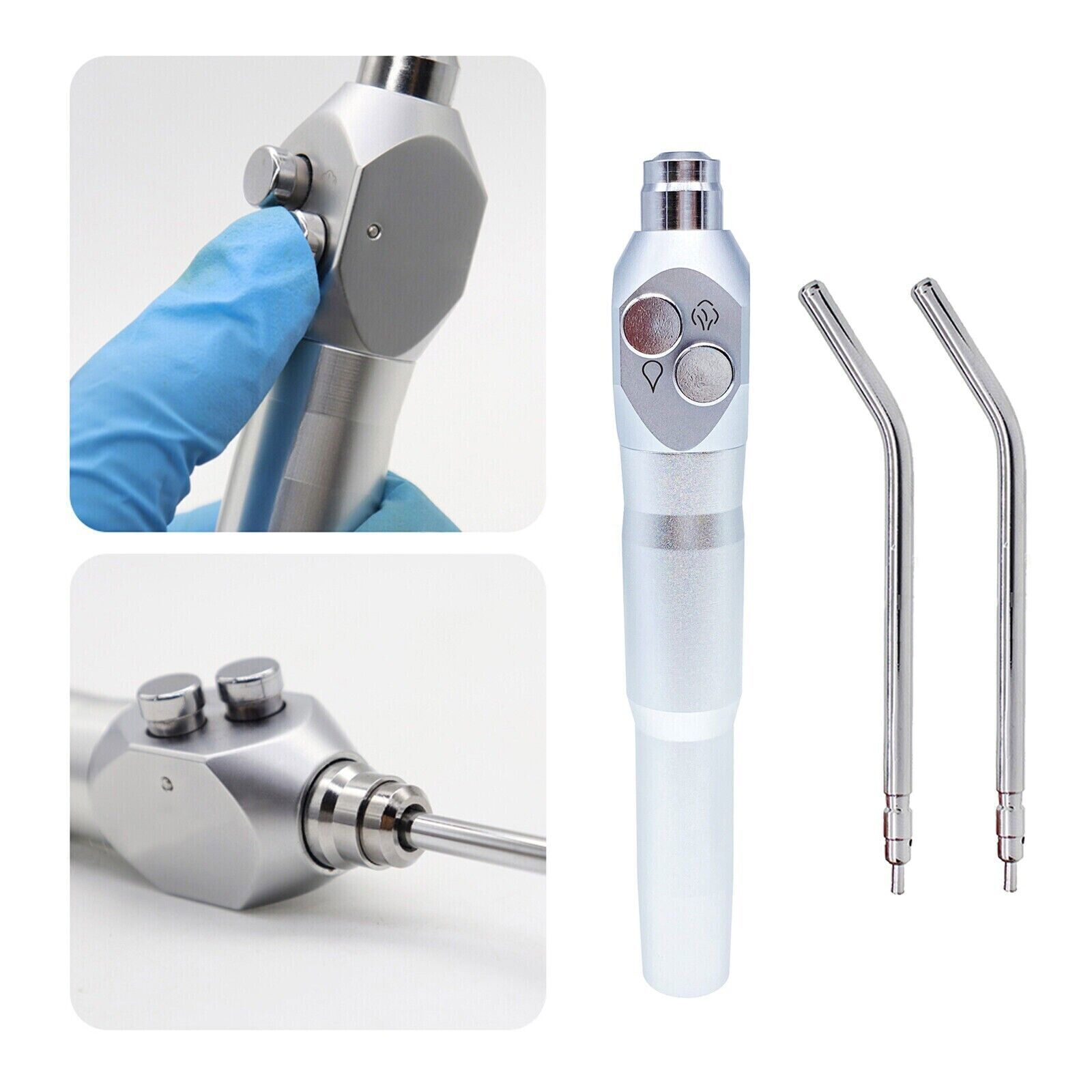 Dental Air Water Spray Triple Syringe 3 Way Handpiece 2 Nozzles Tips Straight