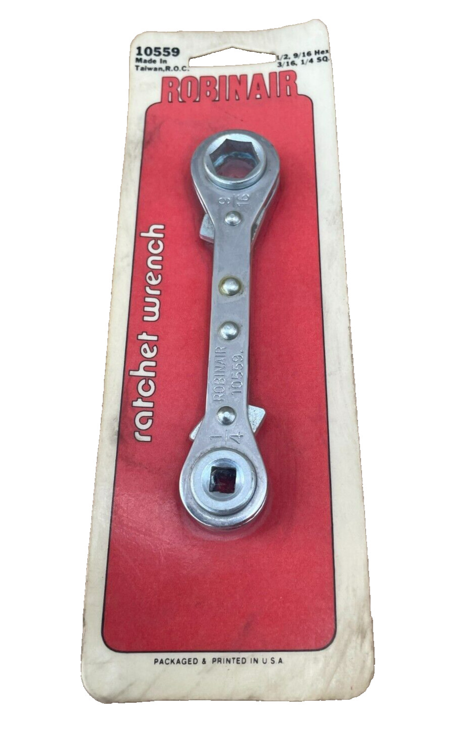 Robinair Ratchet Wrench, 1/2″ 89/16,” Hex / 3/6″. 1/4″ SQ, 10559