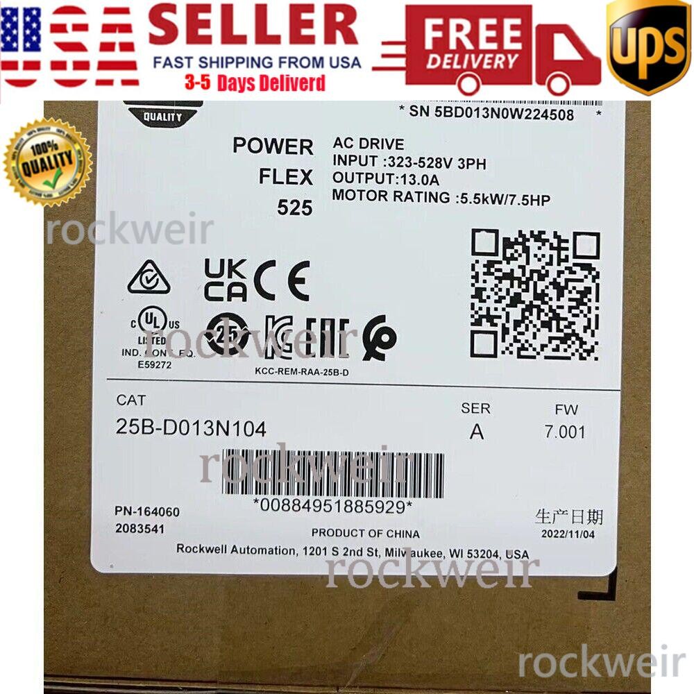 2022 Allen-Bradley PowerFlex 525 AB 25B-D013N104 AC Drive US Free Tax