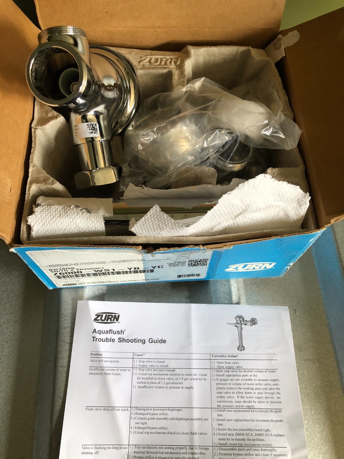 Zurn Z6000 WS1 YB YC 1.6 GPF Aquaflush Exposed Closet Flush Valve
