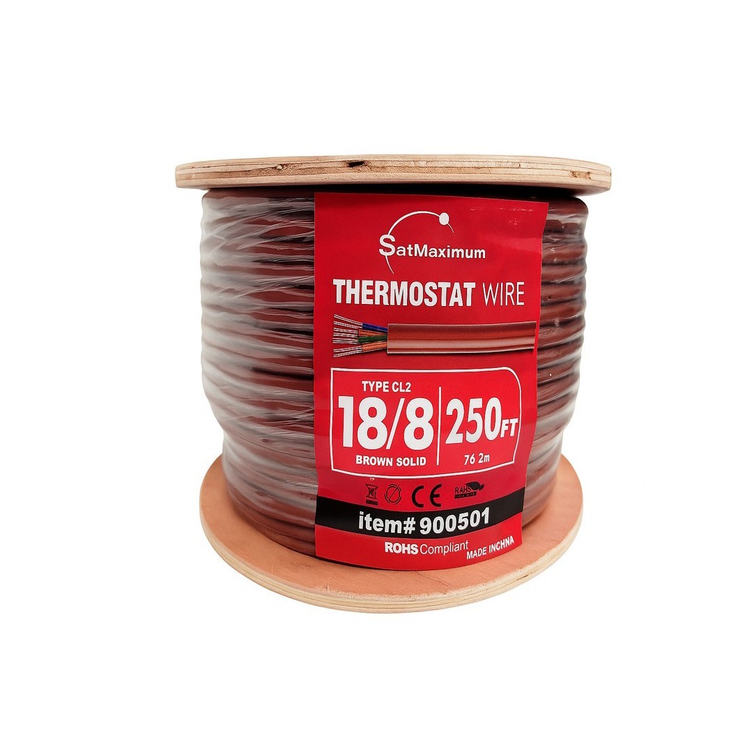 250ft – 18AWG Thermostat Alarm Security HVAC Wire Brown 18/8 CL2 Solid CCA Cable