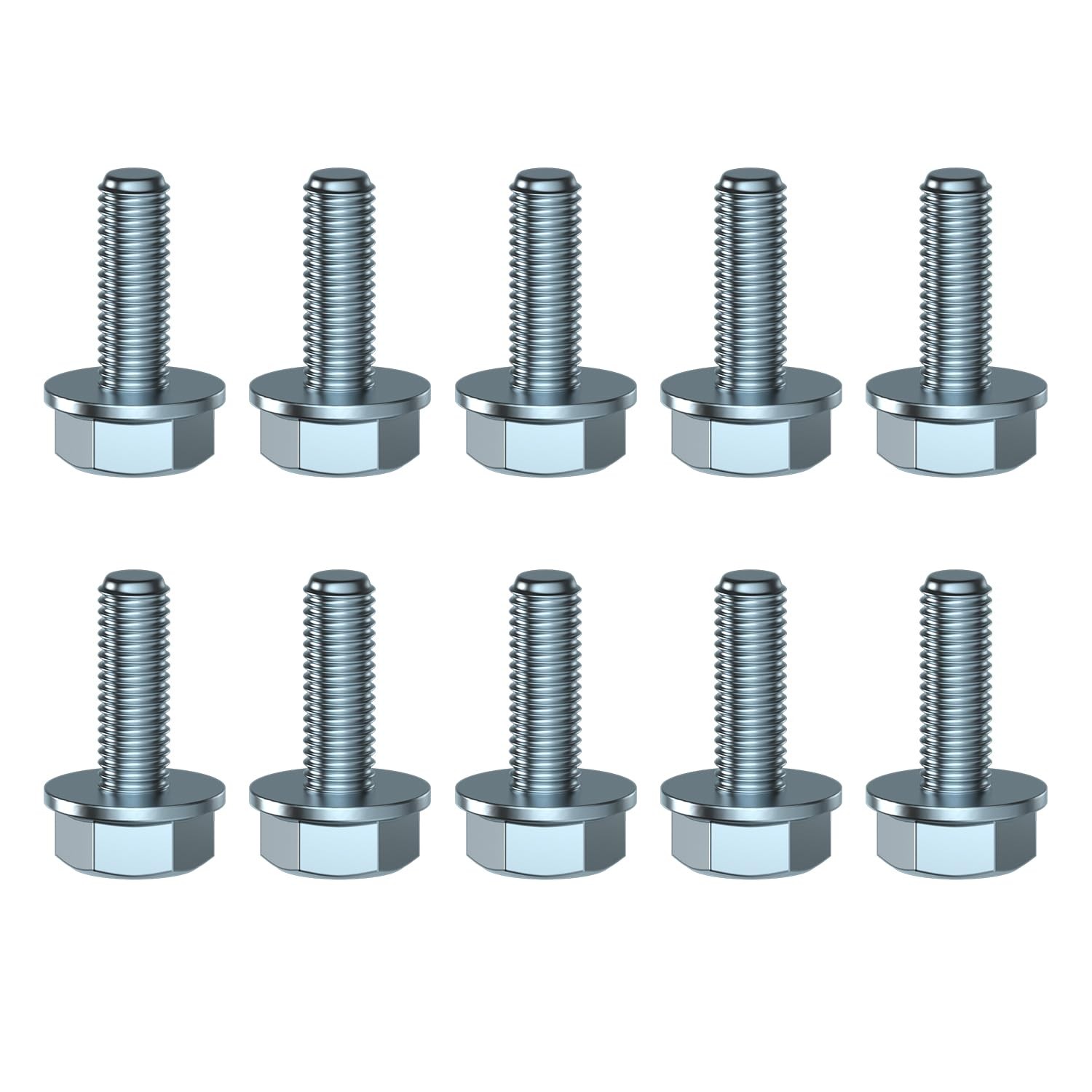 10pcs M10x1.25 Bolt M10-1.25 x 25mm Hex Head Flange Screws For ATV UTV Go Kart