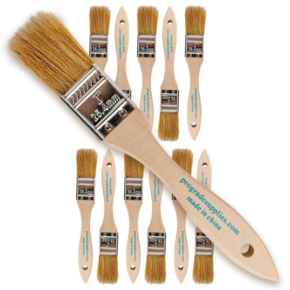 Pro Grade – Chip Paint Brushes – 12 Ea 1 Inch Chip Paint Brush Light Brown