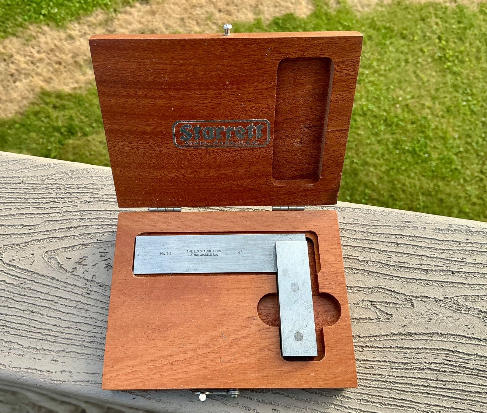 STARRETT No. 20 3” Master Precision Square Original wooden box