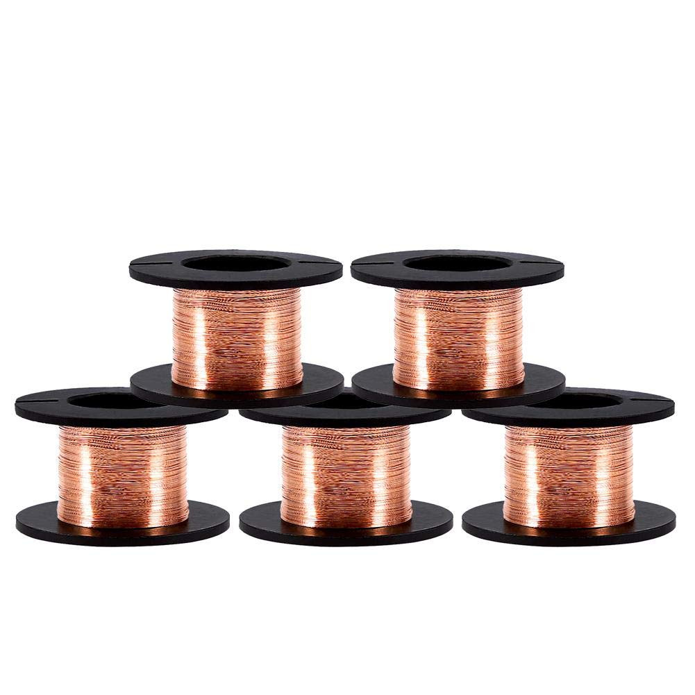 5Pcs Enameled Copper Wire Winding Wire Enamelled Repair 0.004″ Thickness 39.4Ft