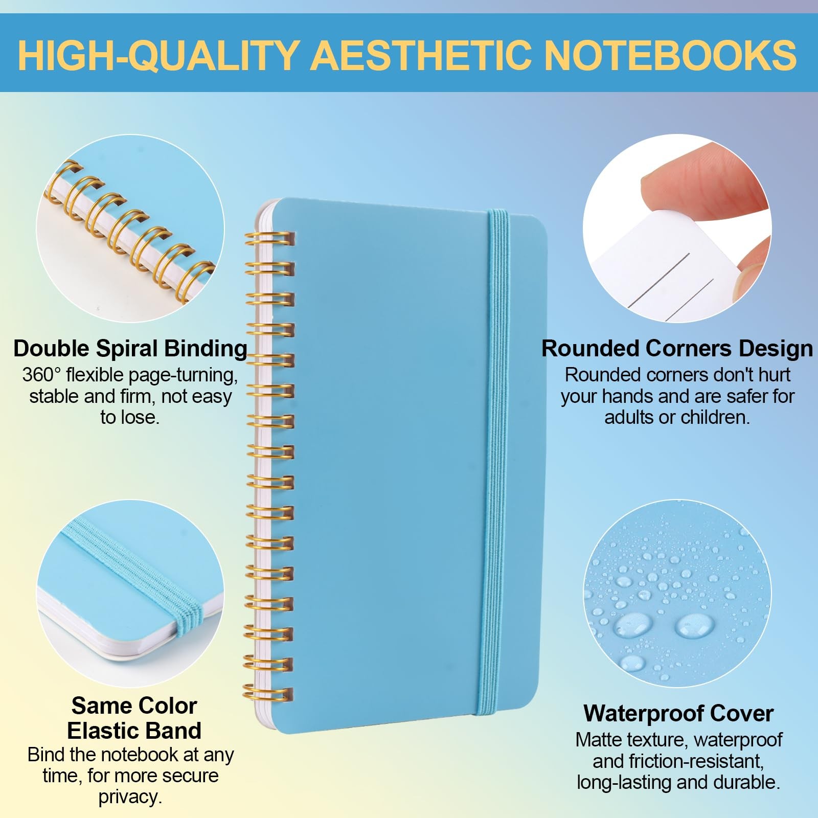 Azureal 6 PCS Small Spiral Notebook 4×6, Notebooks for Note Taking, Colorful …