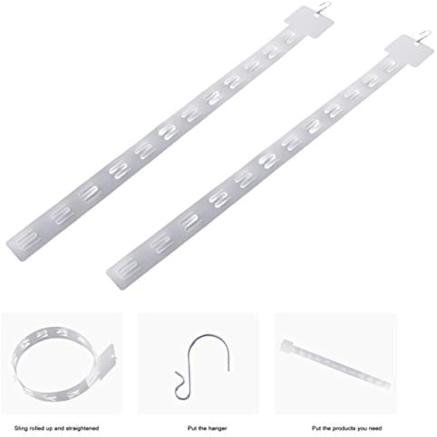 20 pack Retail Clip Hanging Merchandise 12 Tab Plastic Display Strip + 20 S-Hook