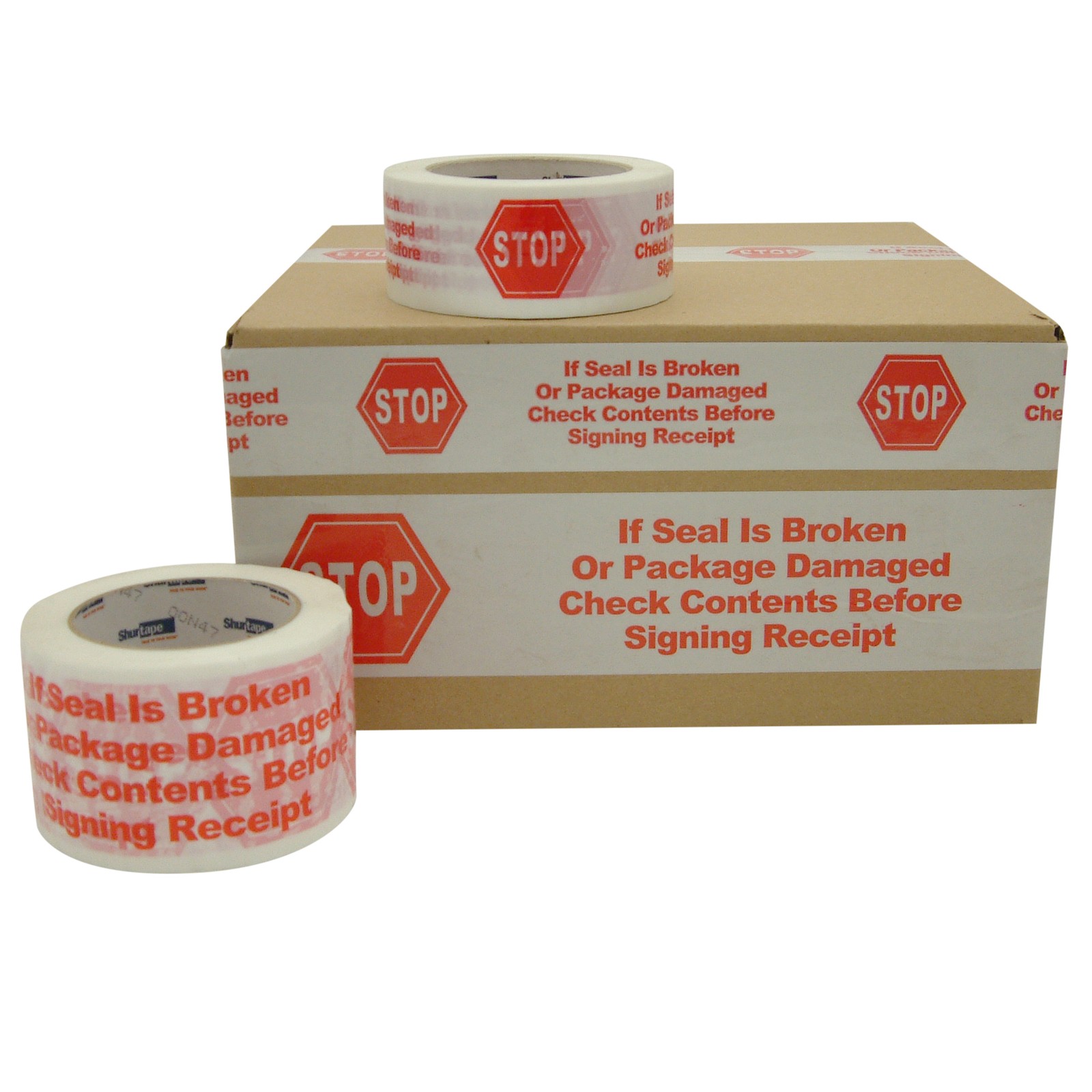 Shurtape Packing Tape [Printed Message] (HP-240): 3 in. x 110 yds. (White/Red ST