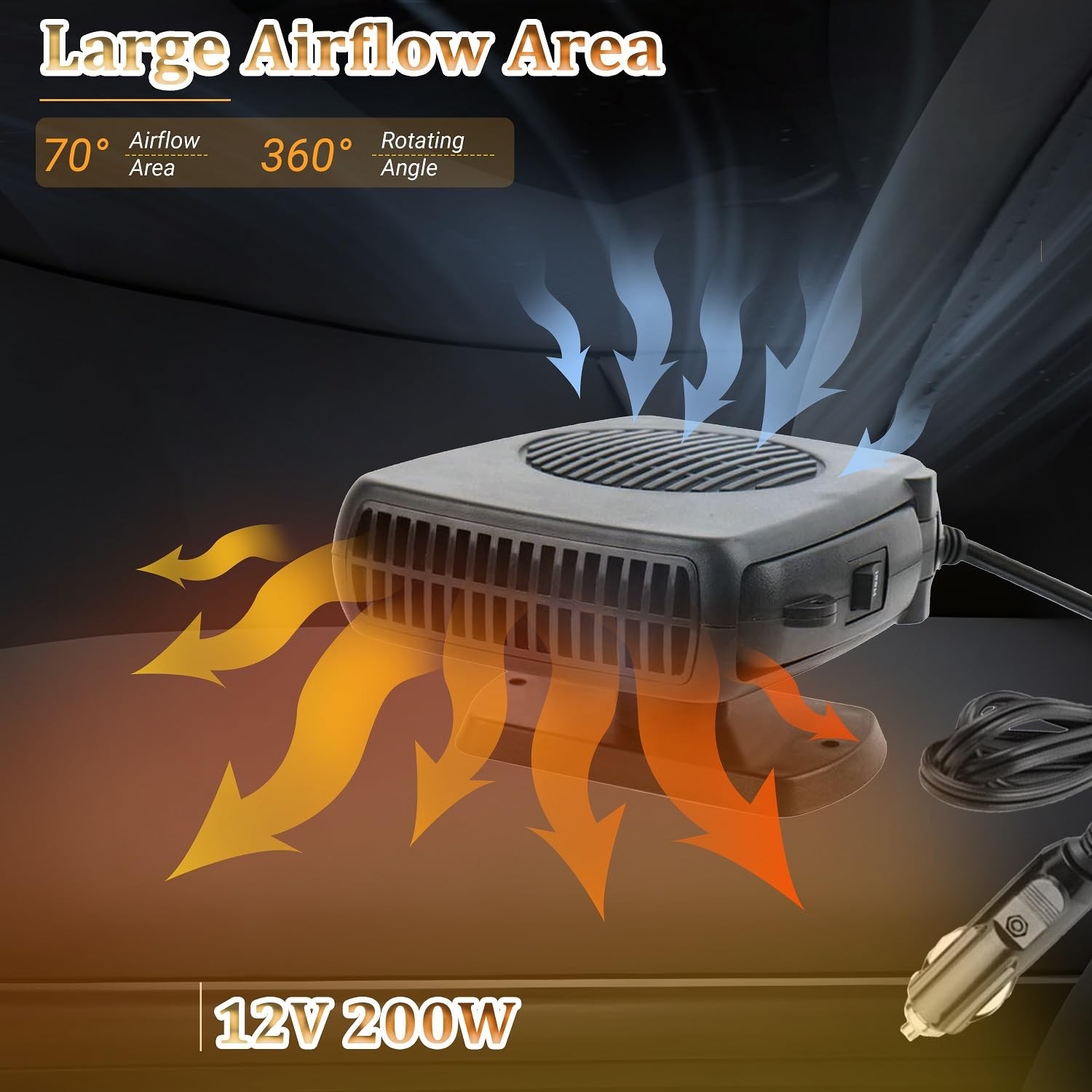 【New】Portable Car Heater, 12V 200W Heater for Car, Auto Car Heaters, Car Wind…
