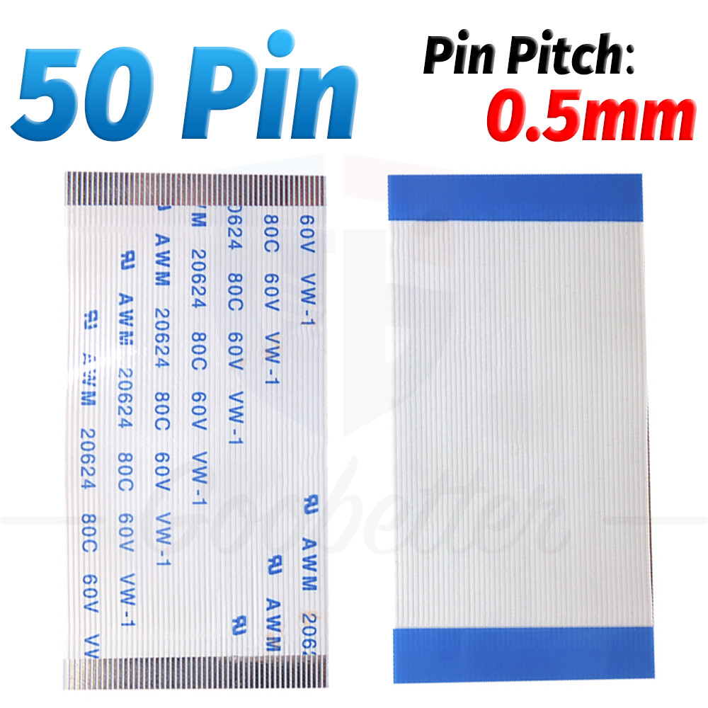5cm to 30cm Length, 50Pin FPC FFC Flat Flexible Ribbon Cable 0.5mm Pitch