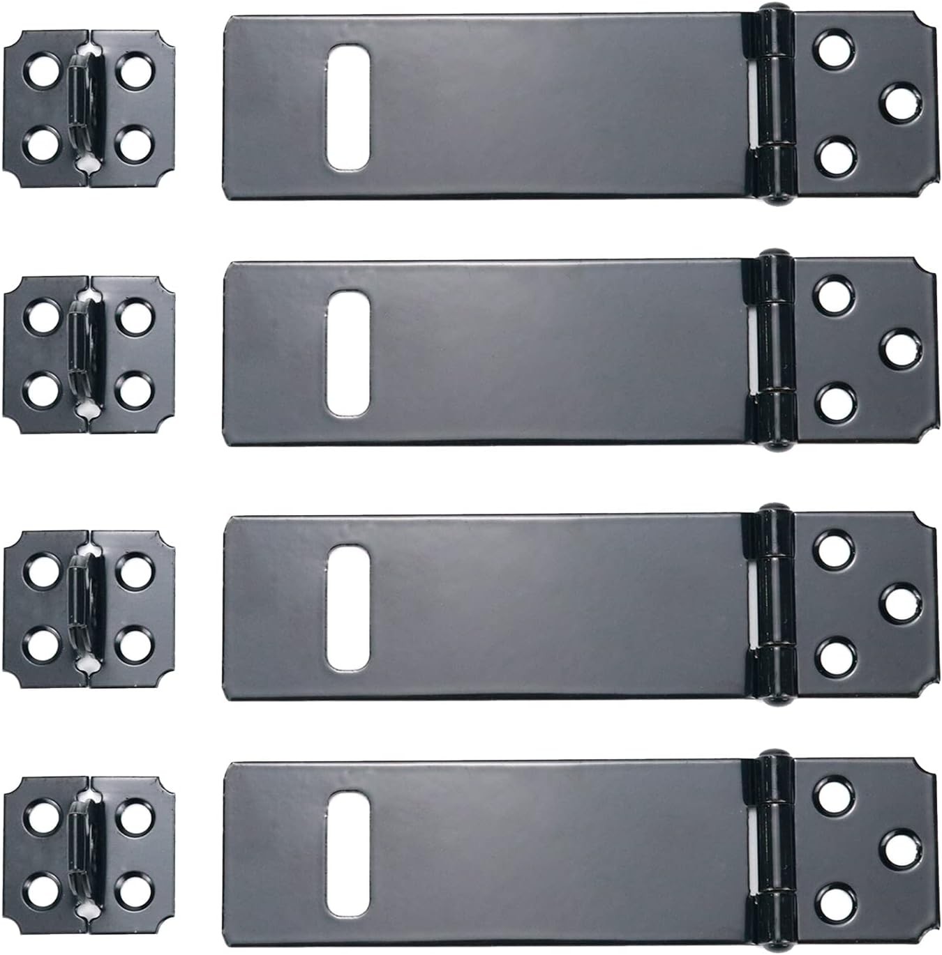4Pcs 4Inch Black Padlock Hasp,Door Slide Latch Lock 4 Inch,
