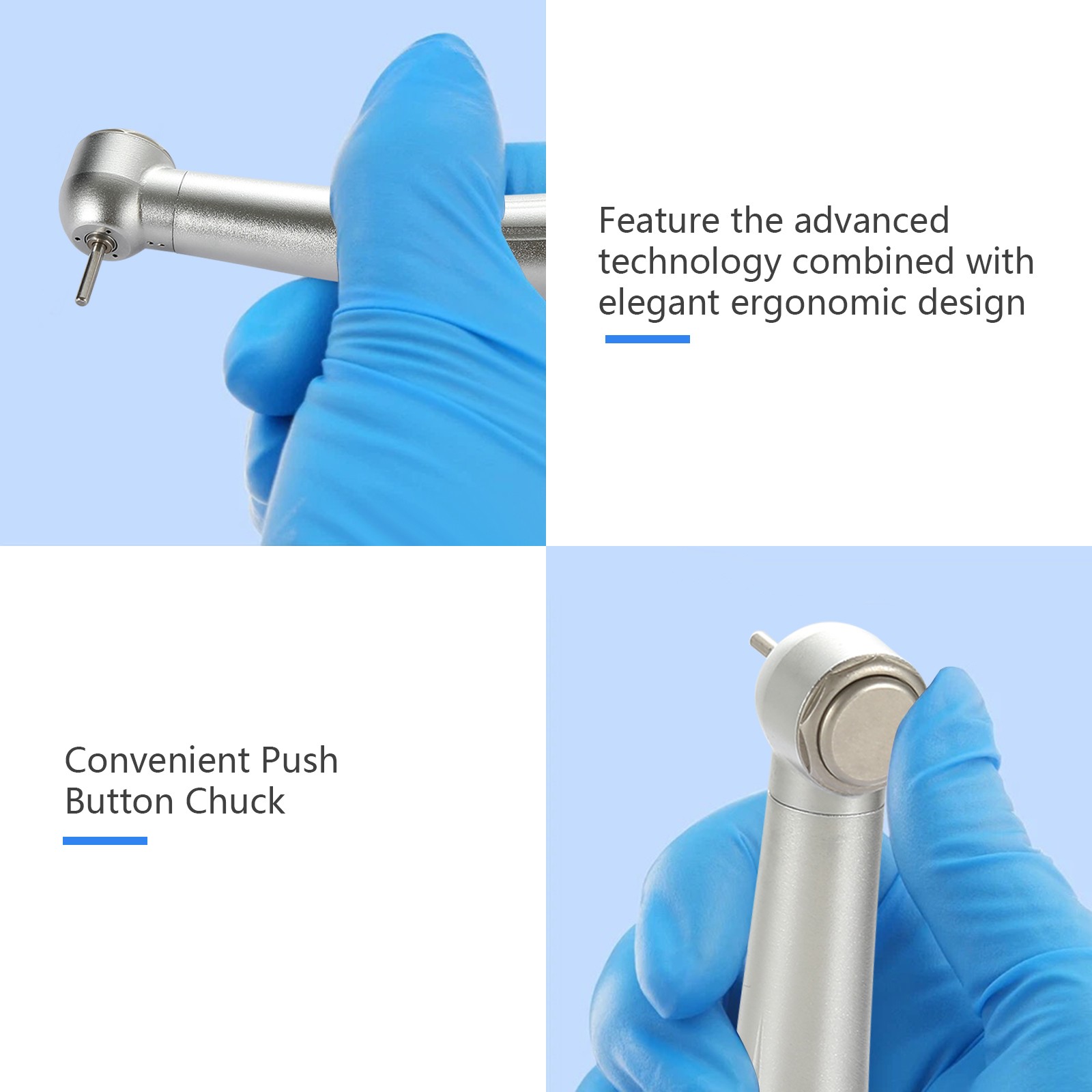 1-5 SKYSEA Dental High Speed Handpiece Big Head Push Button Type 4Hole FG 1.60mm