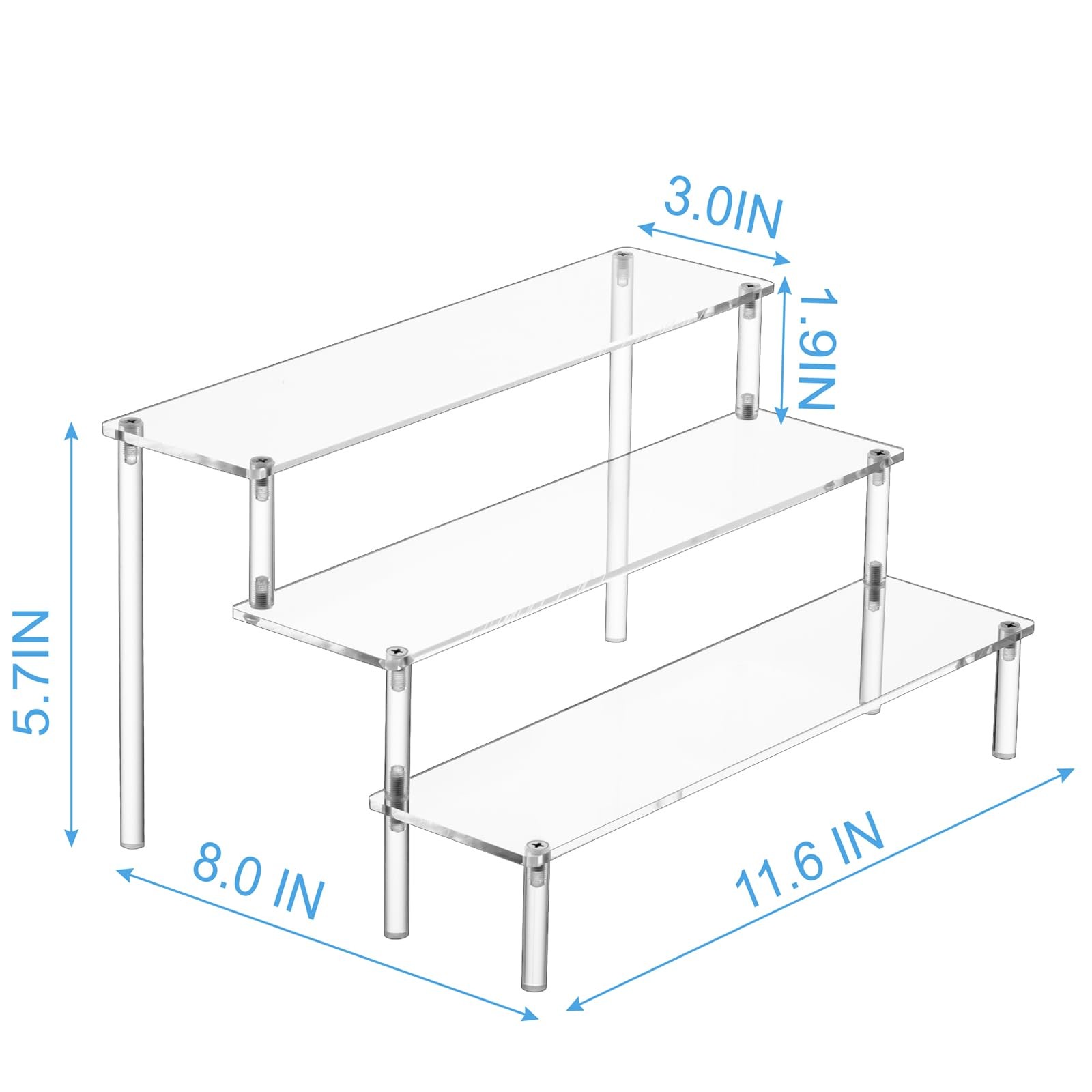 Acrylic Display Risers for Perfume, Food, Tabletop & Funko POP – 3 Tier Stand