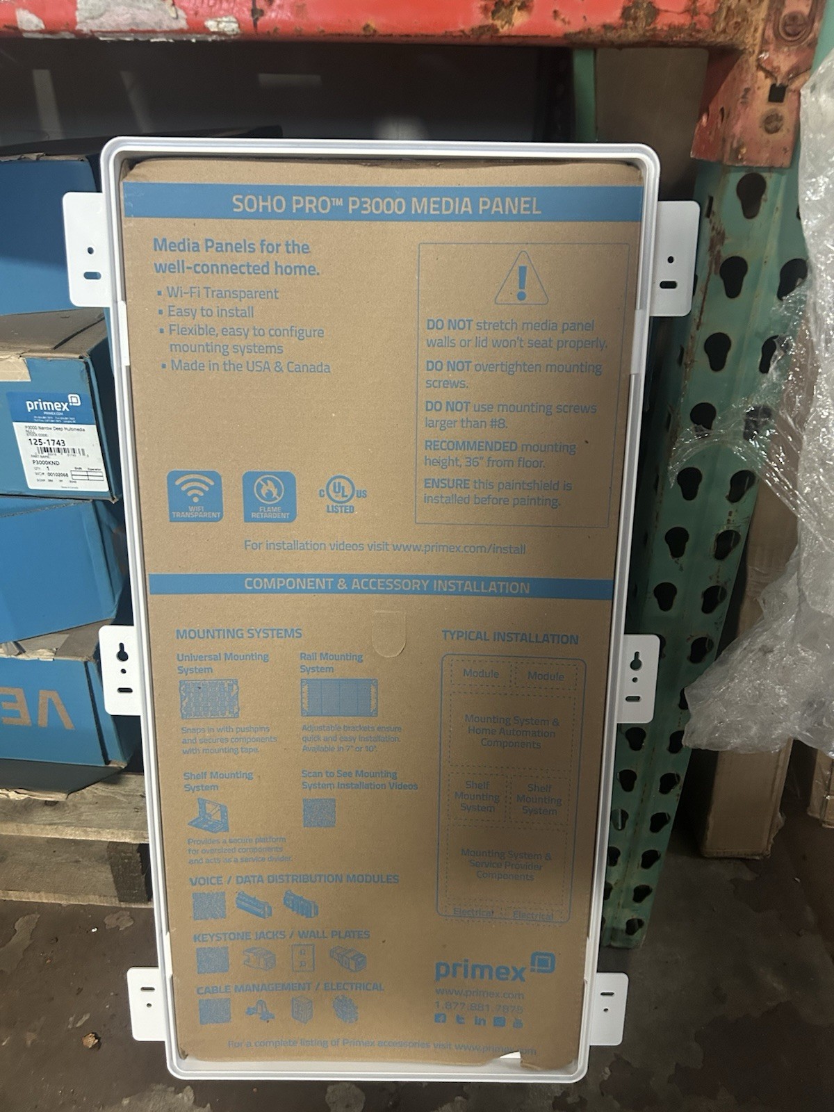 Primex P3000NDK, Narrow/ Deep Multi Media Wall Cabinet, Brand New