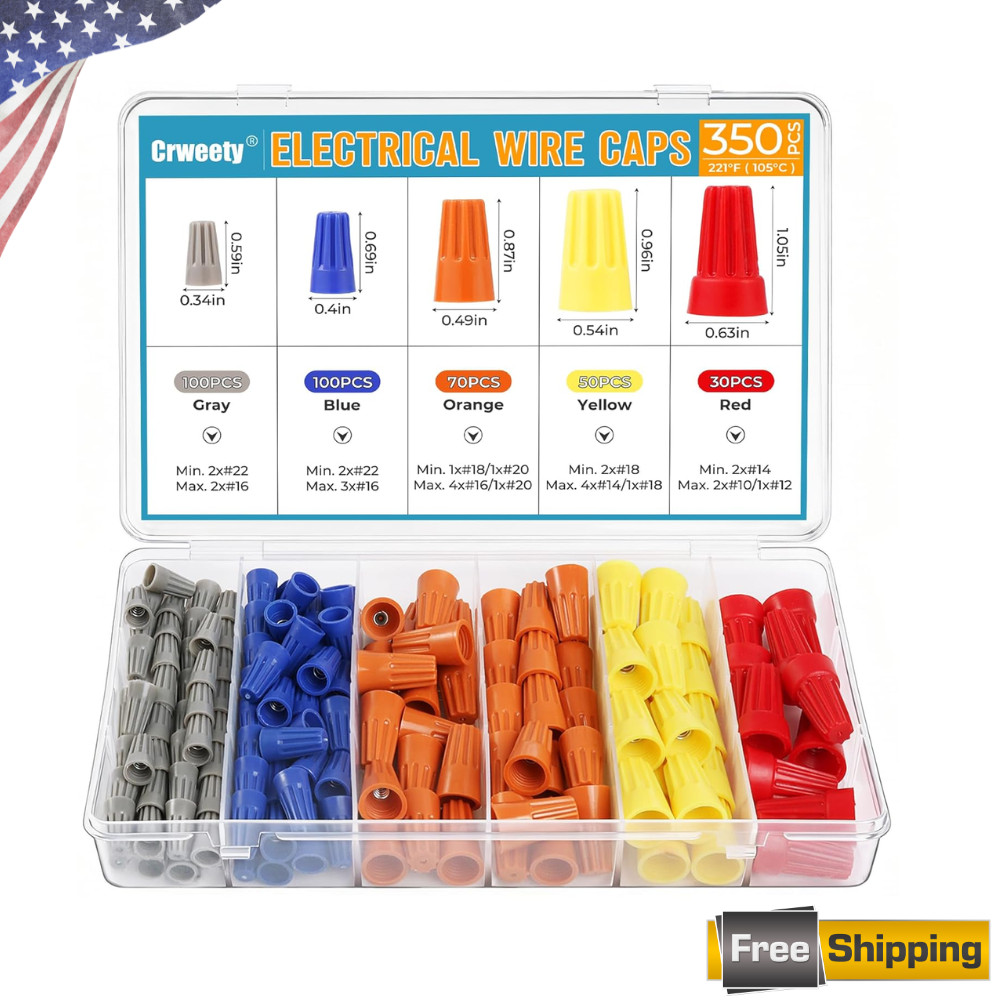 350Pcs Electrical Wire Connectors Nuts Colorful Wire Caps Kit Twist Caps Nuts