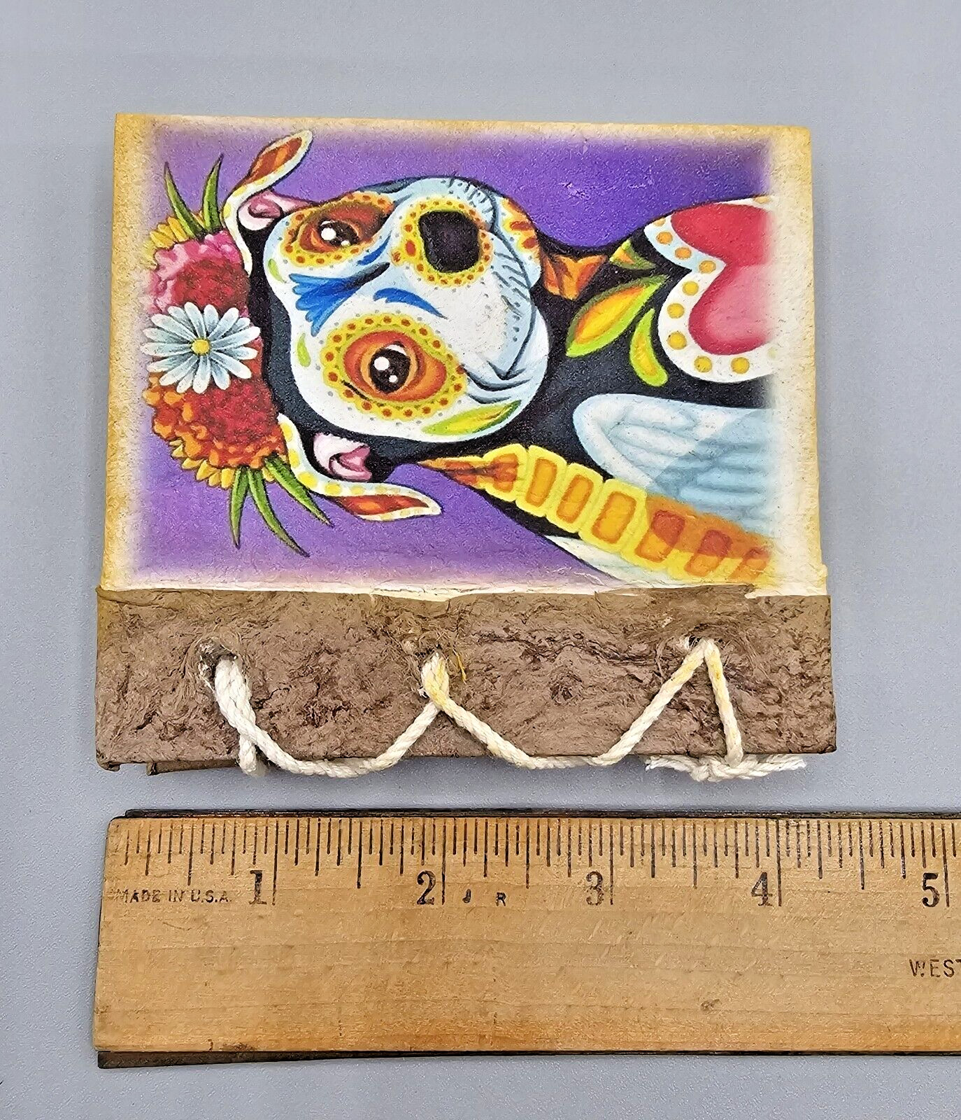 Dog Day of Dead Journal Notebook Diary Handmade Bark Paper Natural Twine Mexico