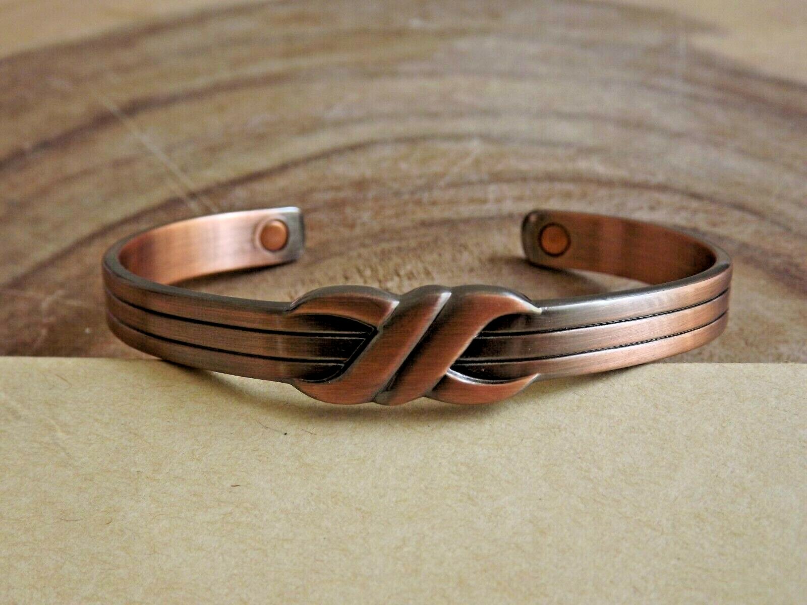 Oxidized Pure Copper Magnetic Bracelet Arthritis Energy Adjustable Cuff – Knot