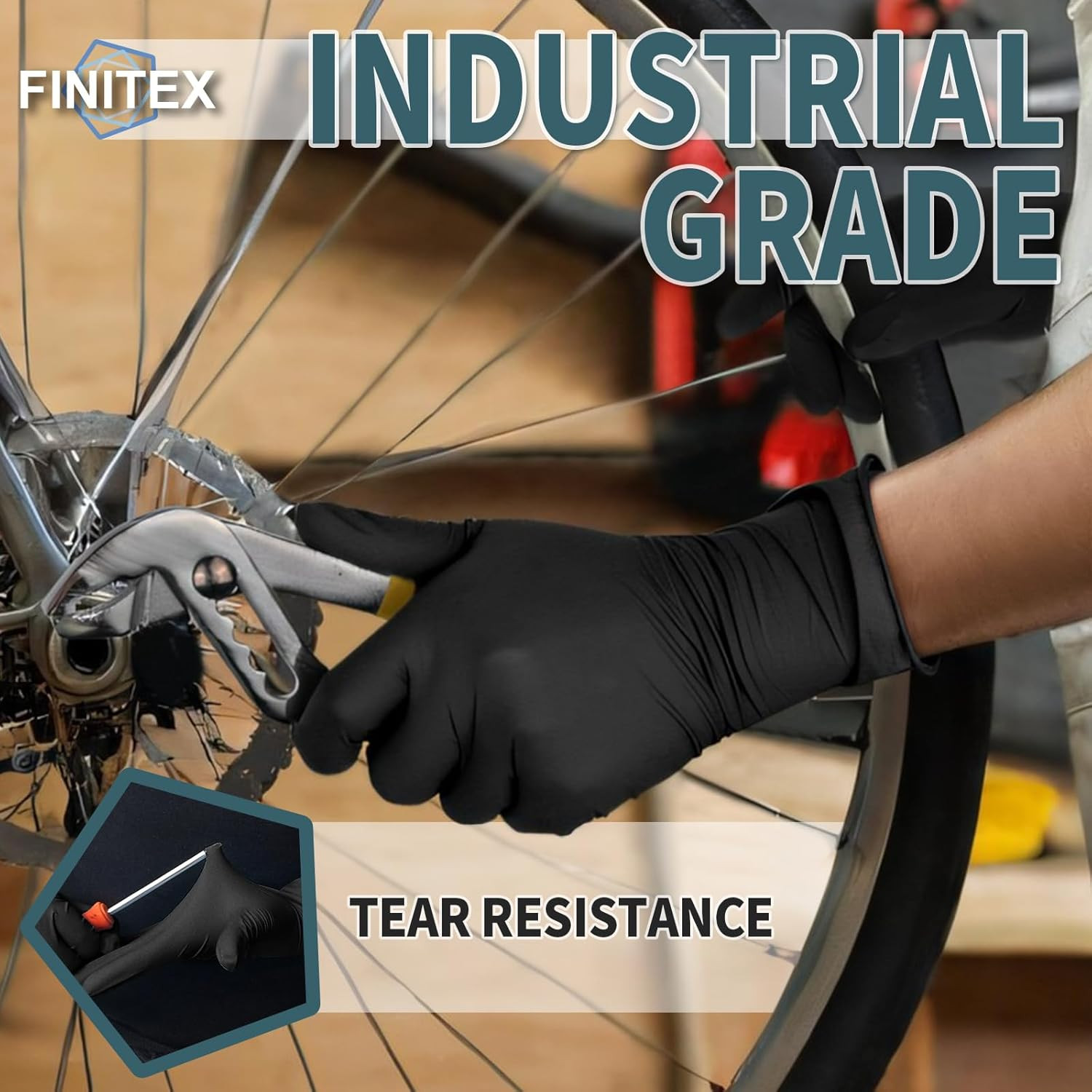 FINITEX – Black Nitrile Disposable Gloves, 5Mil, Powder-Free, Medical Exam Latex