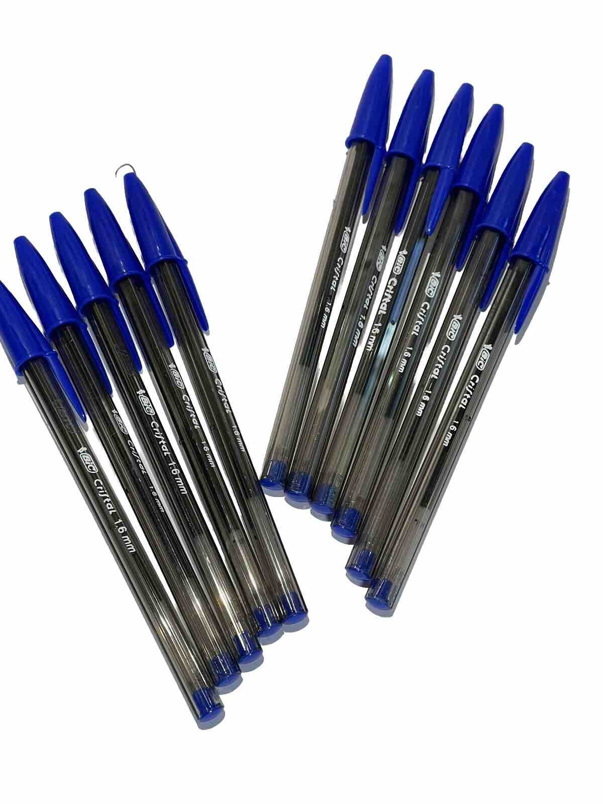 BLUE Bic Cristal Ballpoint PensLot of 11 NEW 1.6mm Xtra Bold Smooth Writing