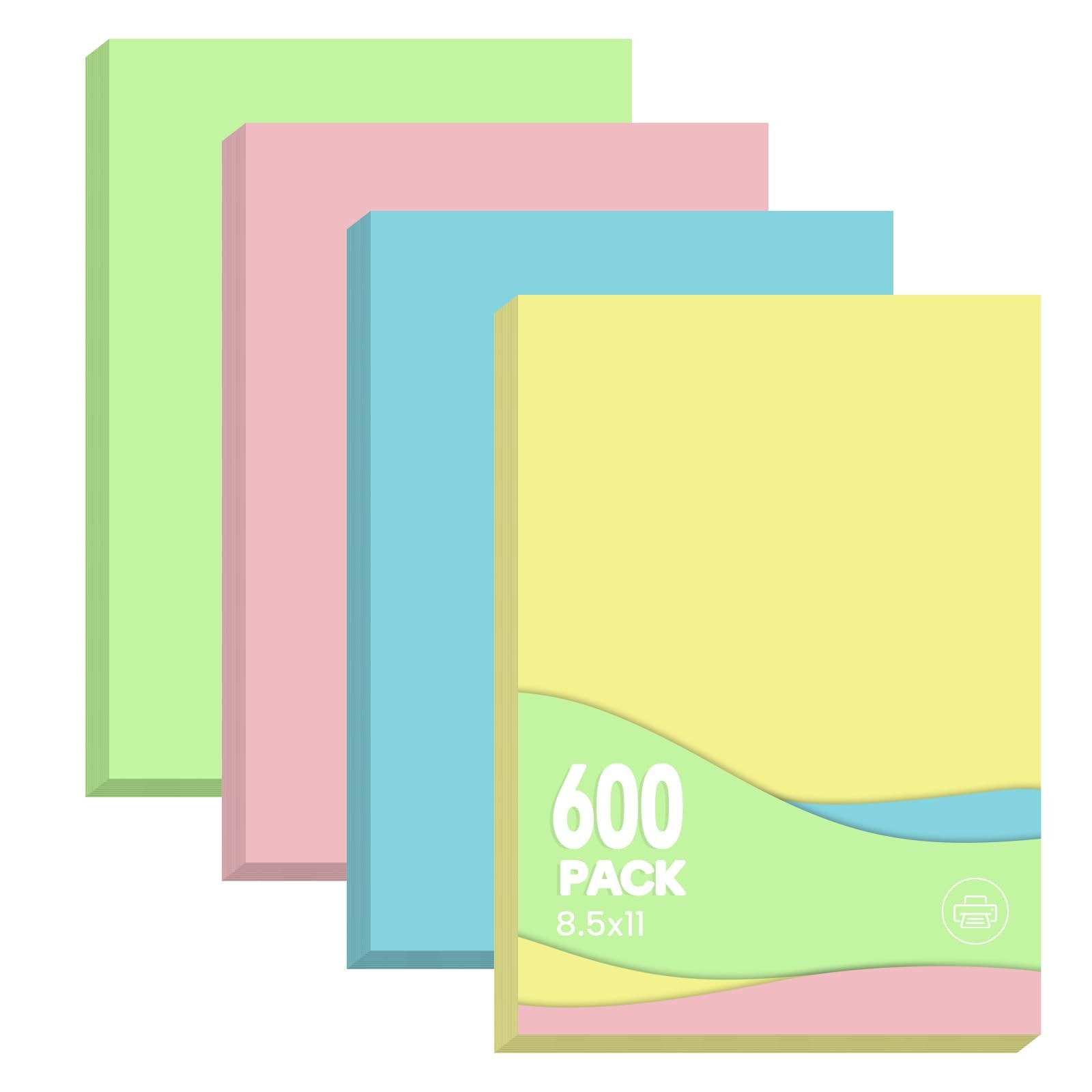 Colored Copy Paper 8.5×11 Inches, 600Sheets Letter Size Pastel Colored Paper …