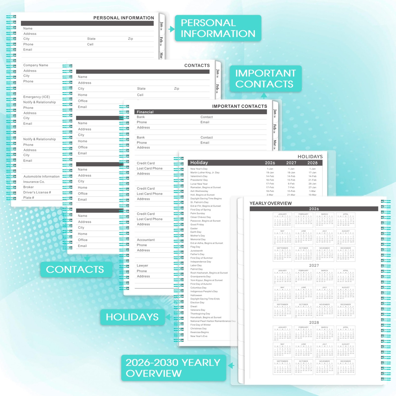2026-2030 Monthly Planner/Calendar – Jan 2026 – Dec 2030, 5 Year Monthly Plan…
