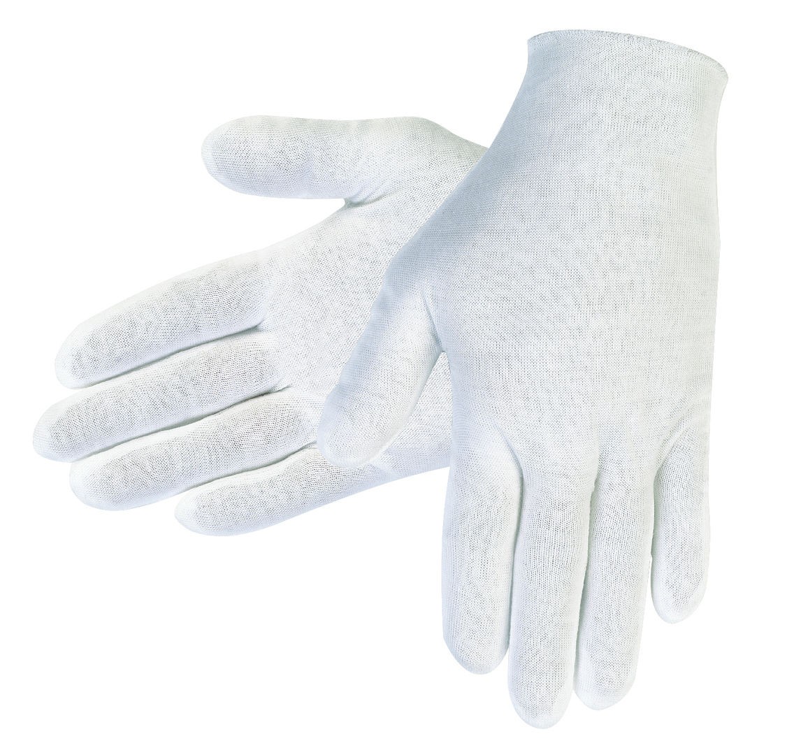 White 100% Cotton Lisle Inspectors Glove, Reversible and Unhemmed