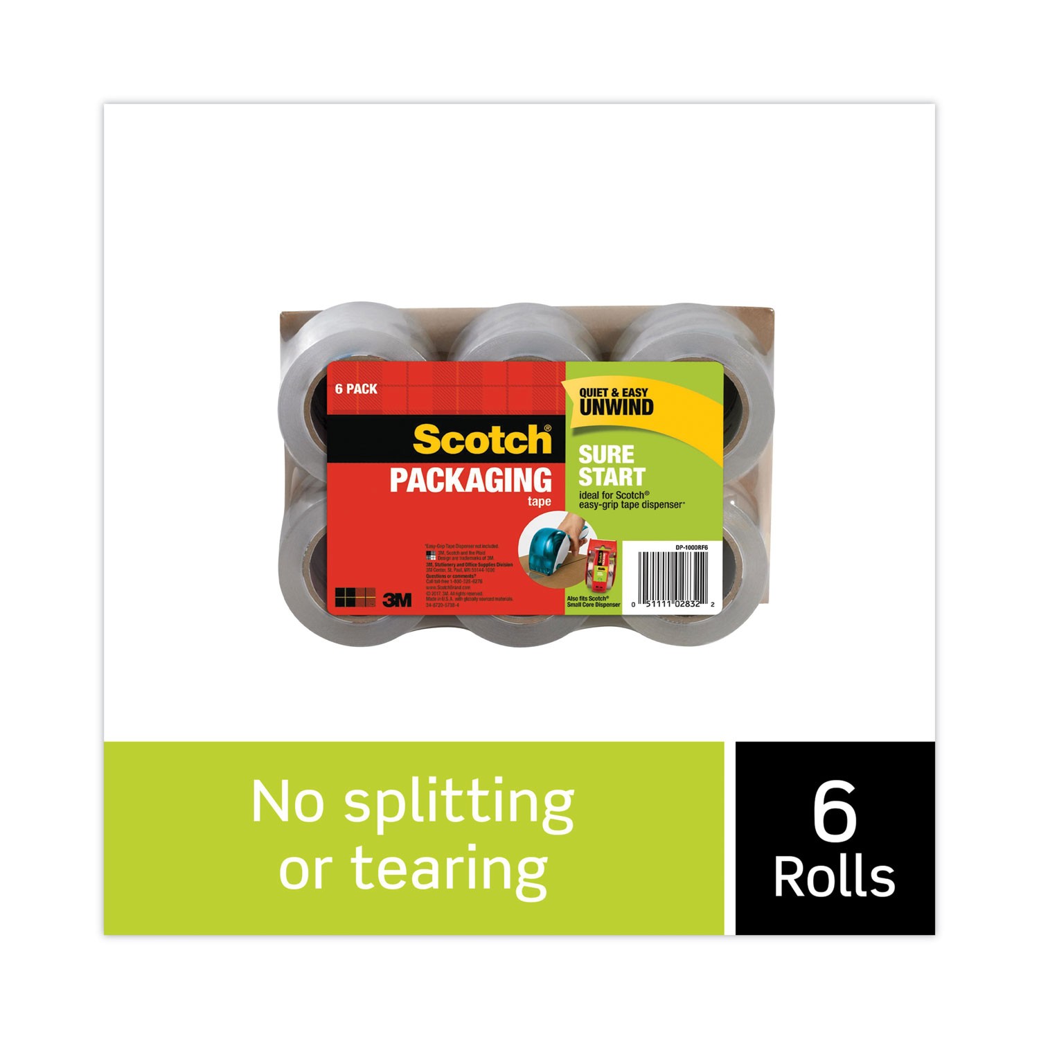 Scotch? Sure Start Refill Rolls for DP1000 Easy Grip Tape Dispenser, 1.88 x 900,
