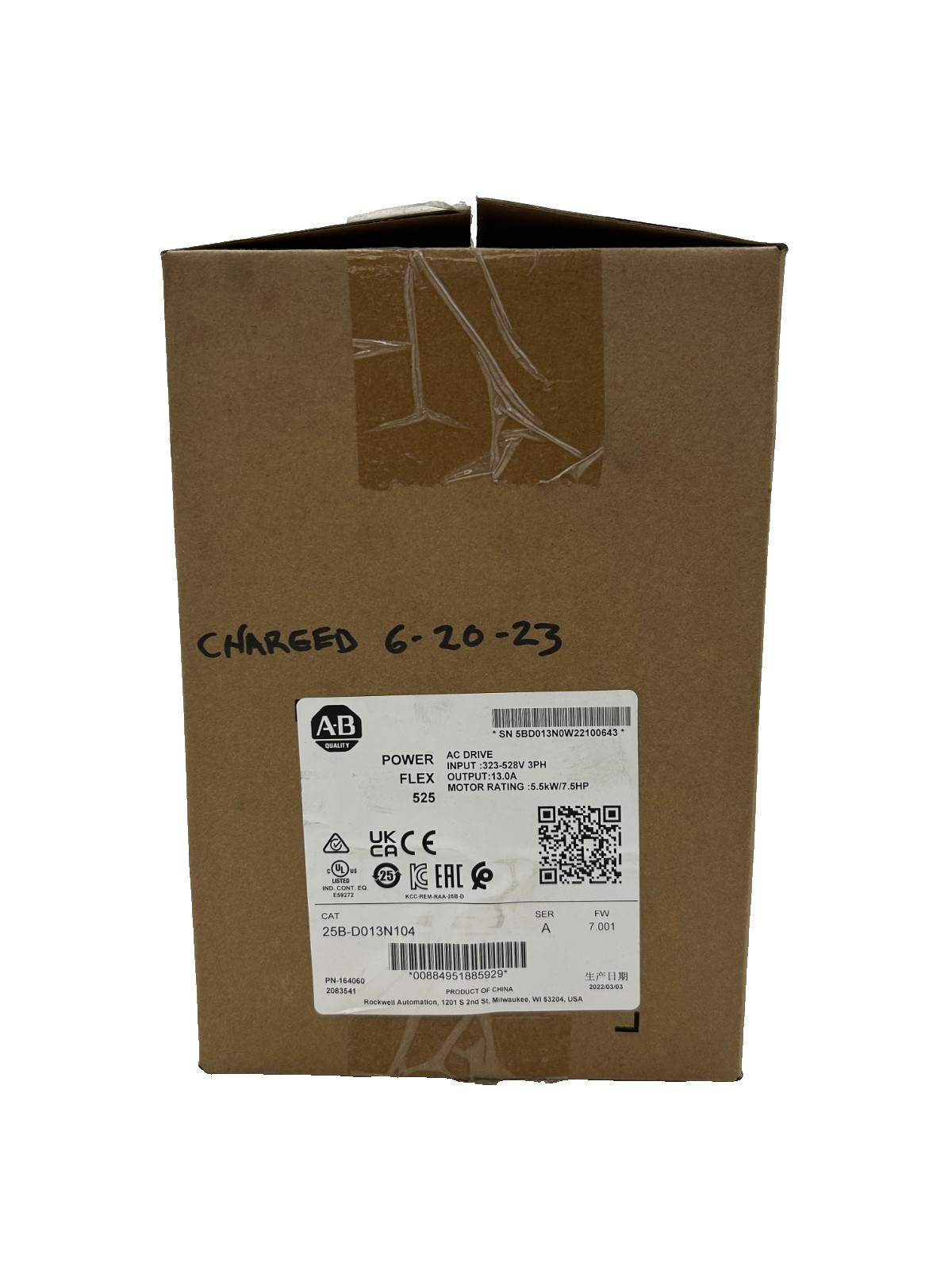 Allen-Bradley 25B-D013N104 Power Flex 525 AC Drive 13.A Ser A