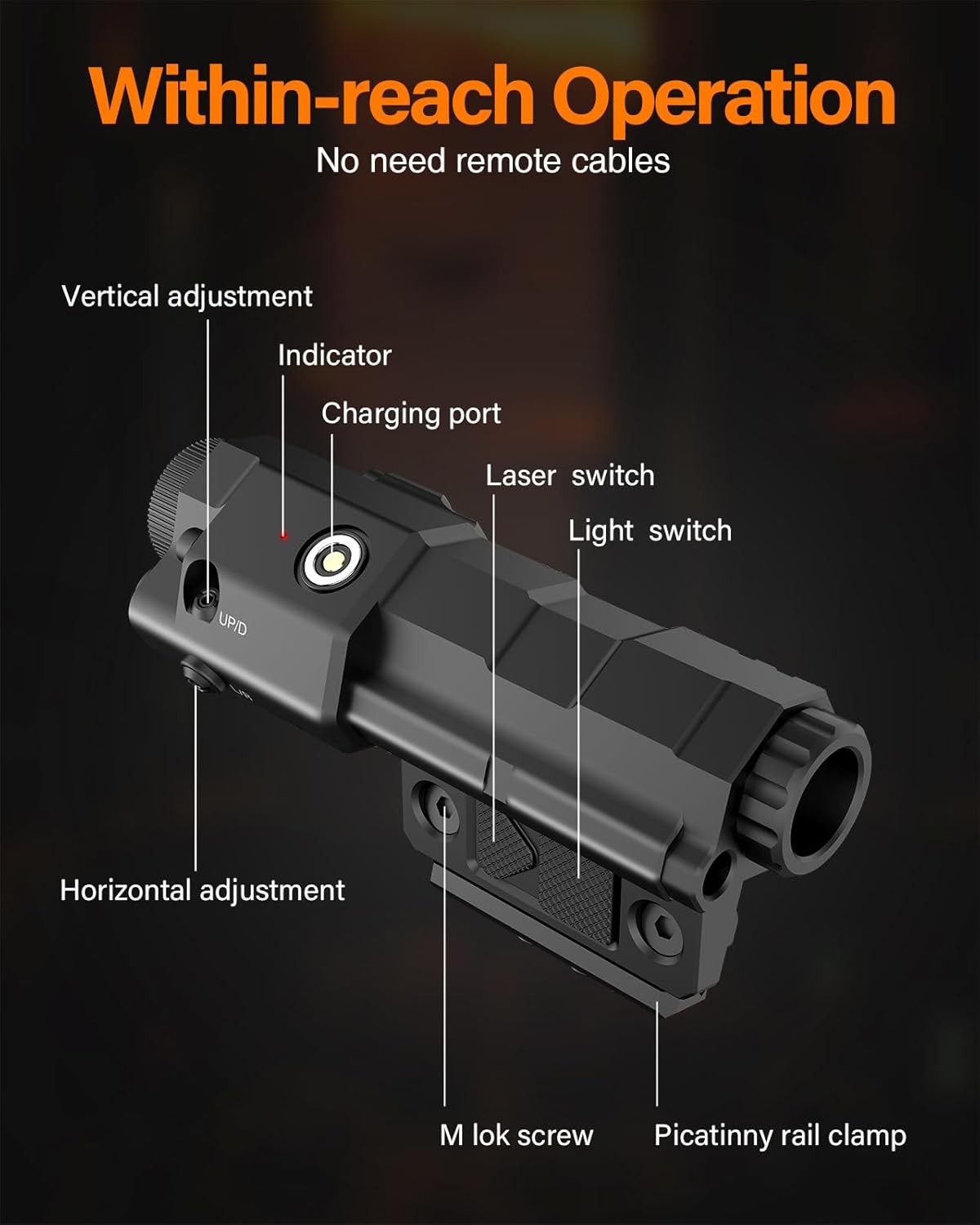 Mlok Picatinny Mounted 940nm IR Illuminator Flashlight Laser Combo Black