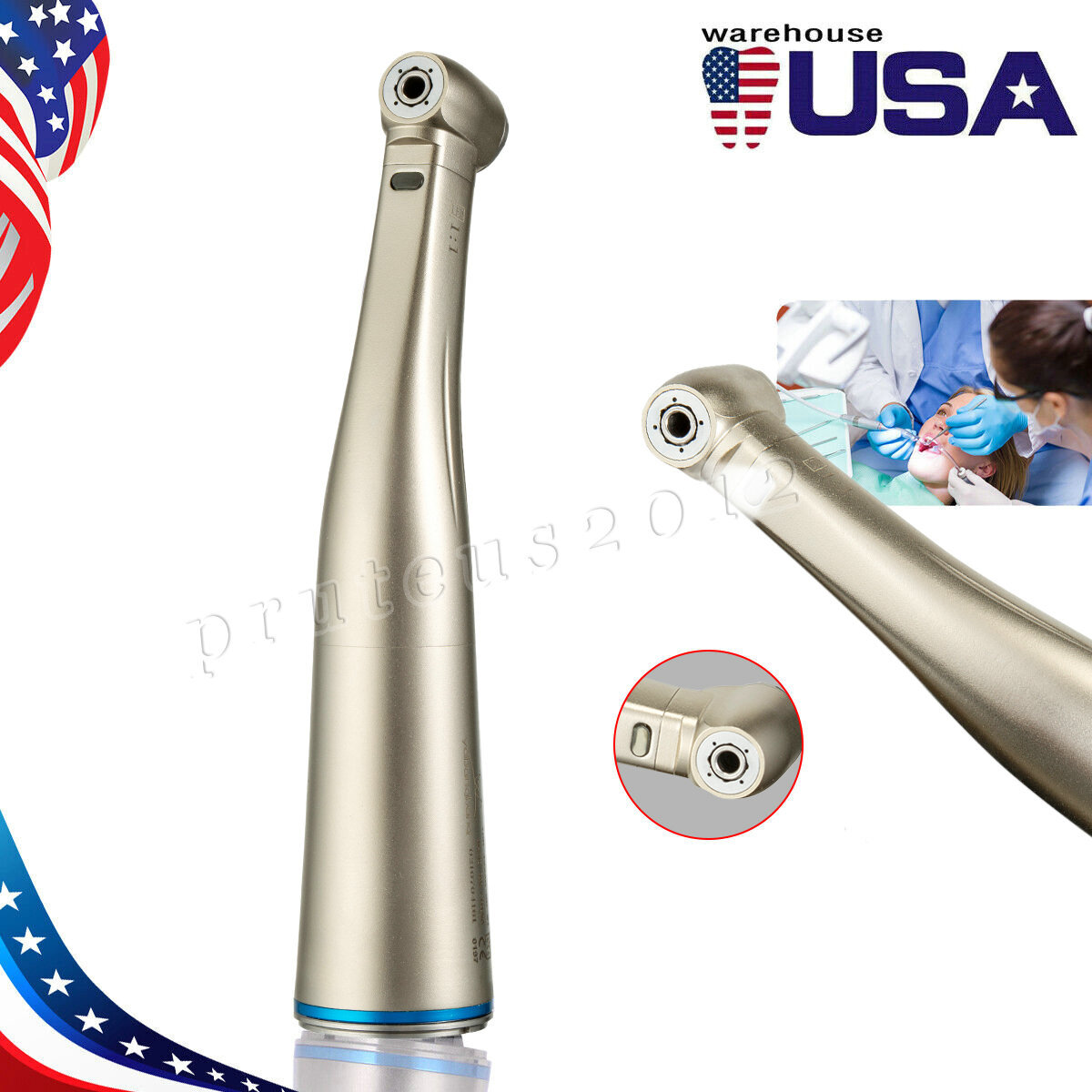 Dental 1:1 Fiber Optic LED Contra Angle Handpiece Fit NSK Electric Motor