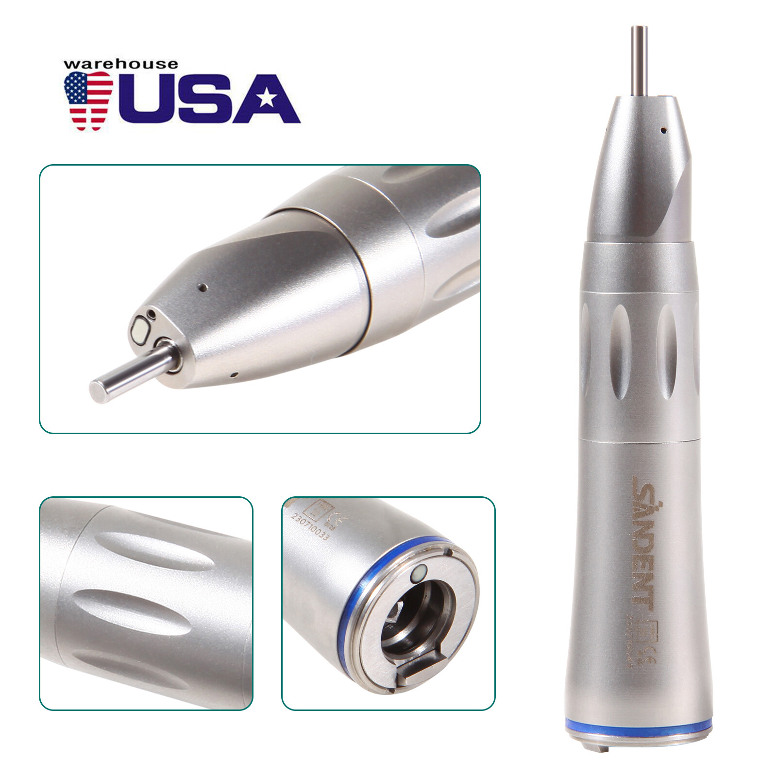 1-10*SANDENT Dental 1:1 Fiber Optic LED Surgical Straight Handpiece Nose Cone OR