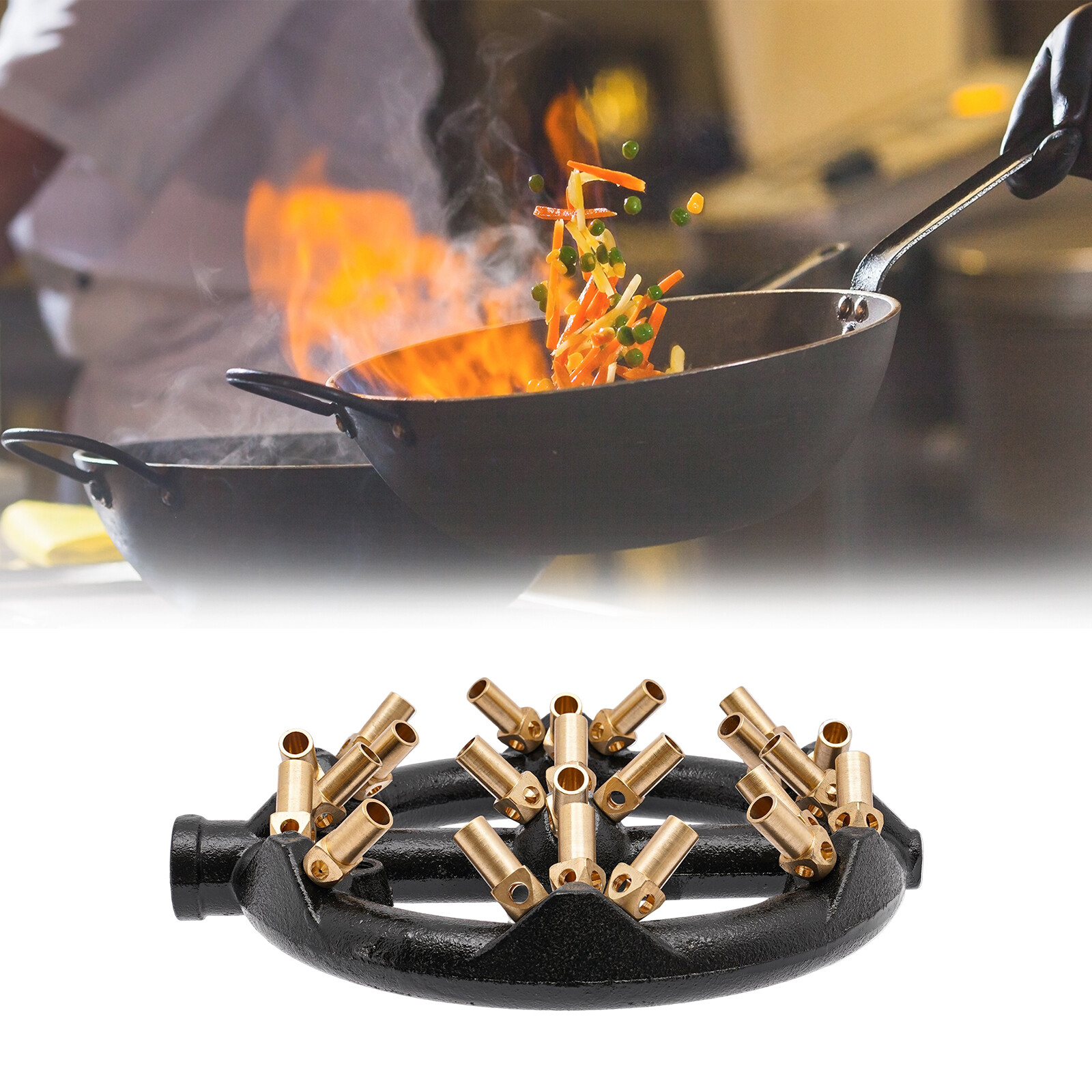 23-Tips Natural Gas Jet Burner For Chinese Wok Range Cast Iron Body Round USA
