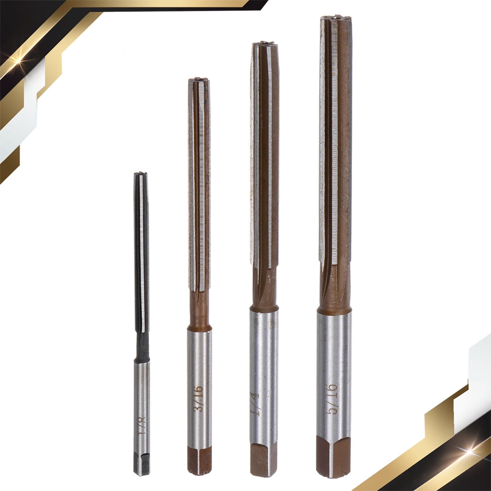 4 x Hand Reamers 1/8″-5/16″ H8 Alloy Steel Reamer Bit Straight Flute