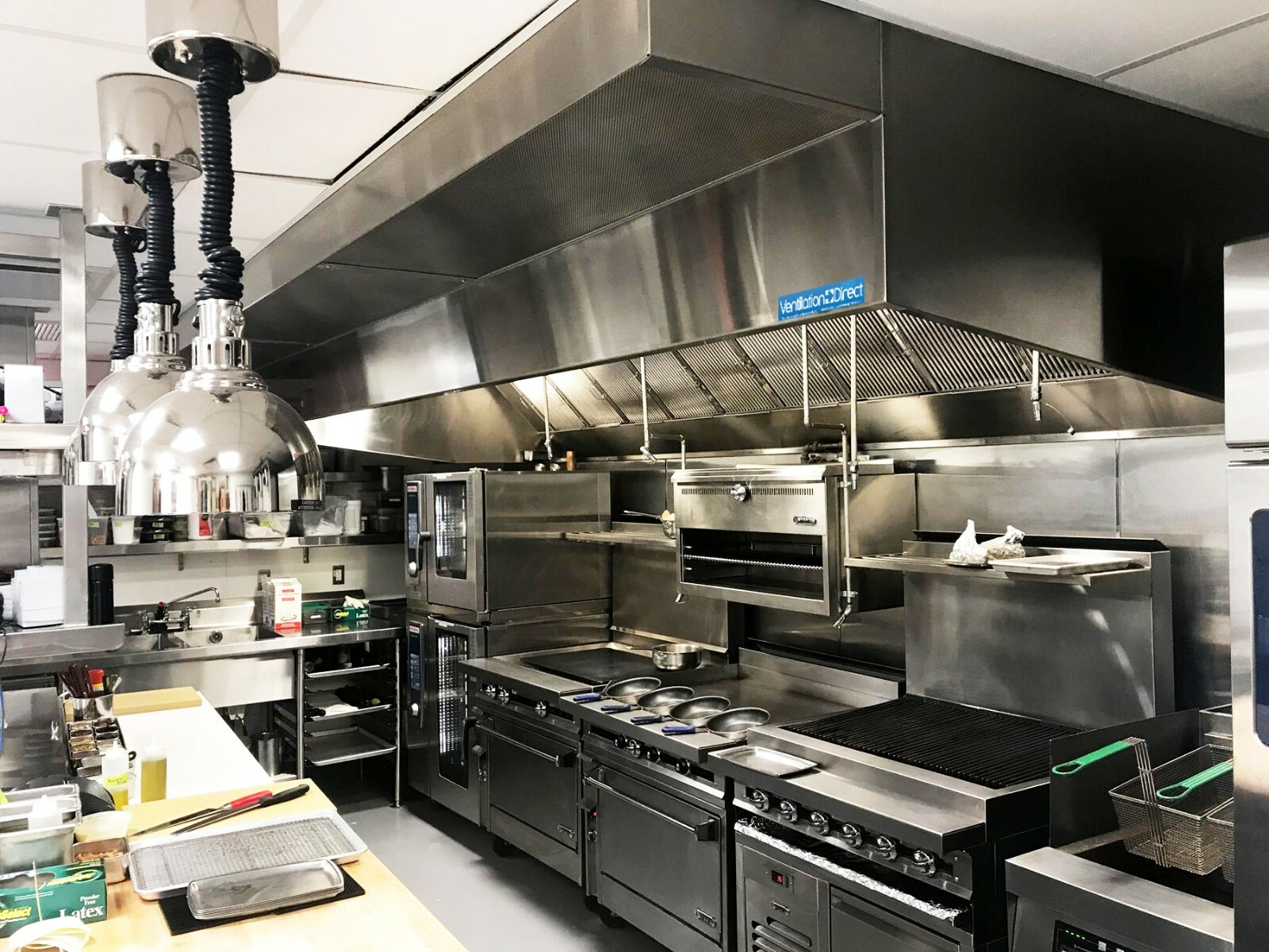 12′ Commercial Kitchen Wall Canopy Hood, Exhaust Fan, and Supply Fan Package