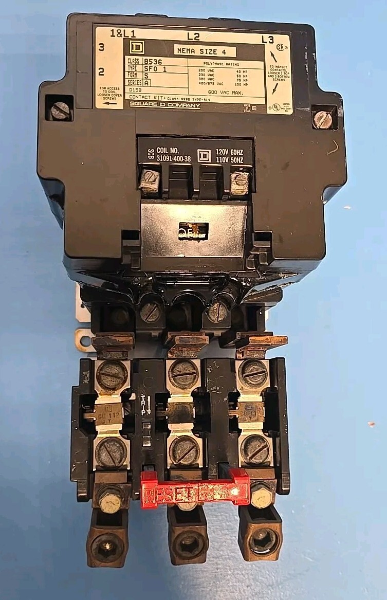 Square D 8536SFO1 100hp 600V Nema Size 4 Contactor Coil
