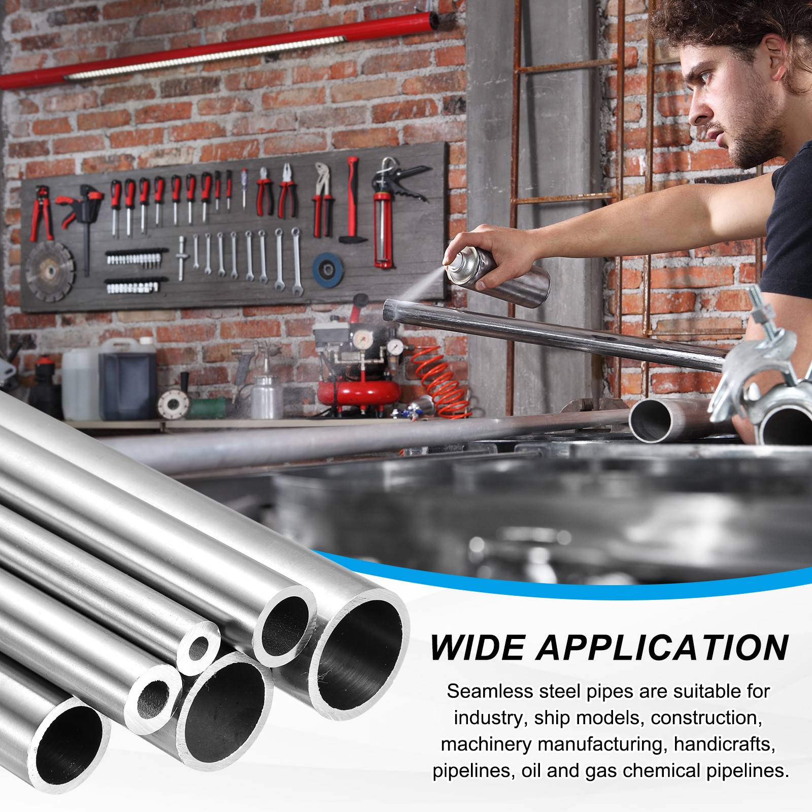 304 Stainless Steel Tube 7mm ID 11mm OD 305mm Length Metal Pipe Tubing]