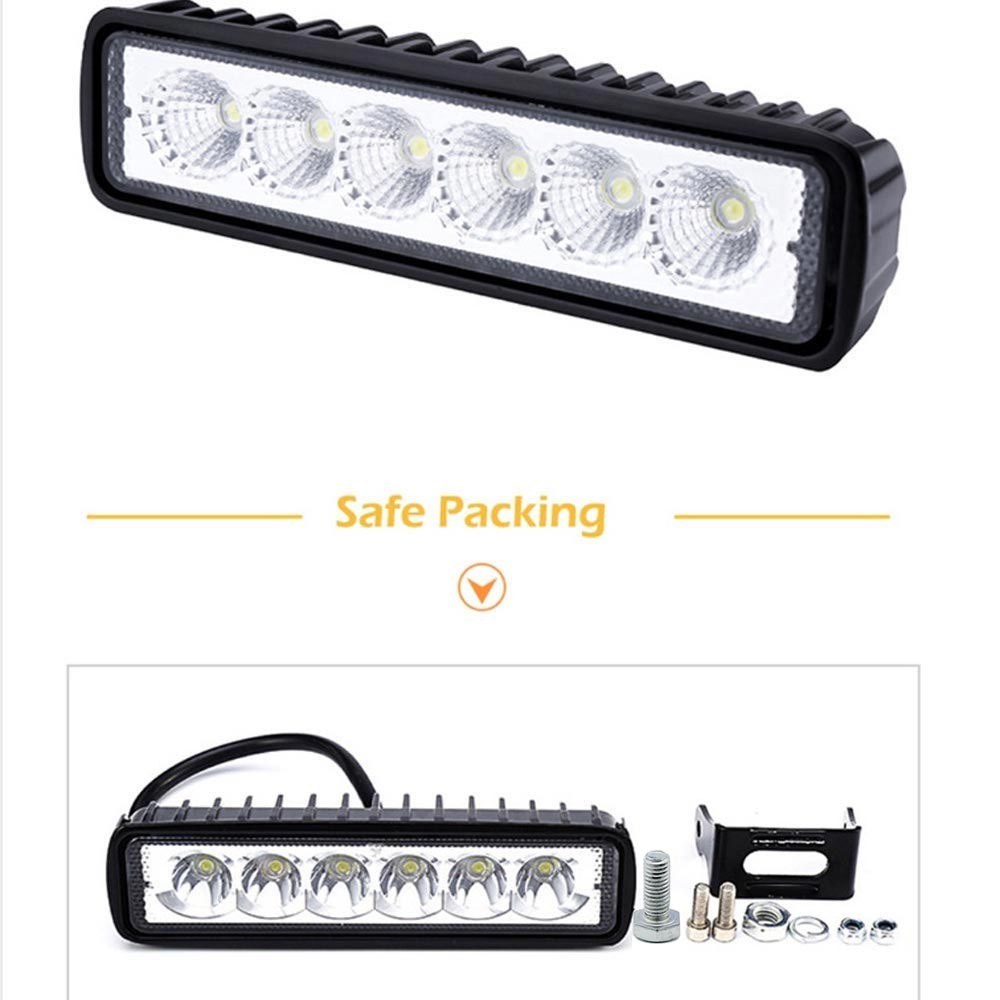 18W 6LED Work Light Bar Flood Spot Offroad Fog Lamp For 4WD SUV Truck