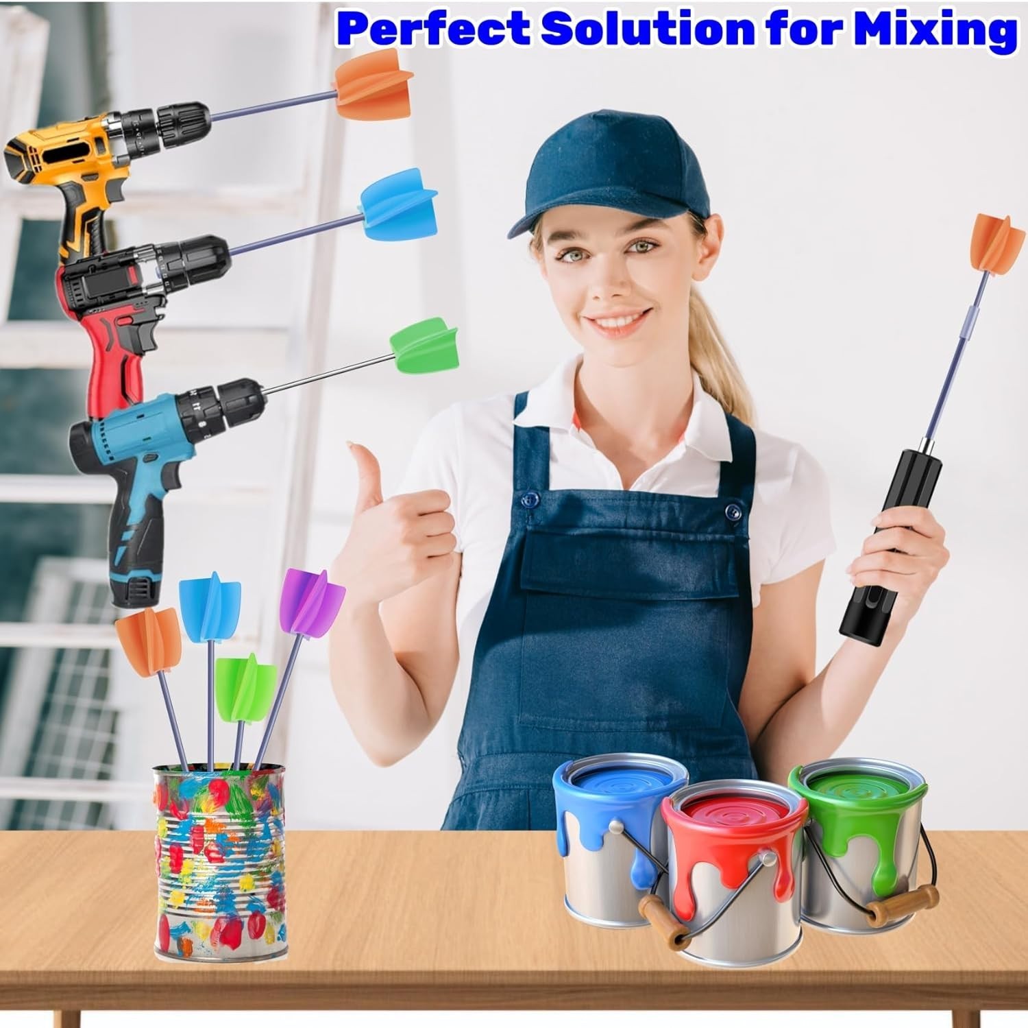 4 Pcs Resin Mixer Paddles for Resin Drill Epoxy Mixer Attachment Paint Stirrer
