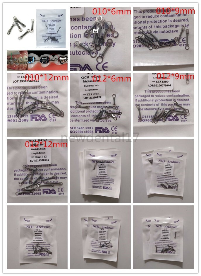 Dental Orthodontic Niti Alloy Closed Coil Spring 010 012inch 6/9/12mm 10Pcs/Pack