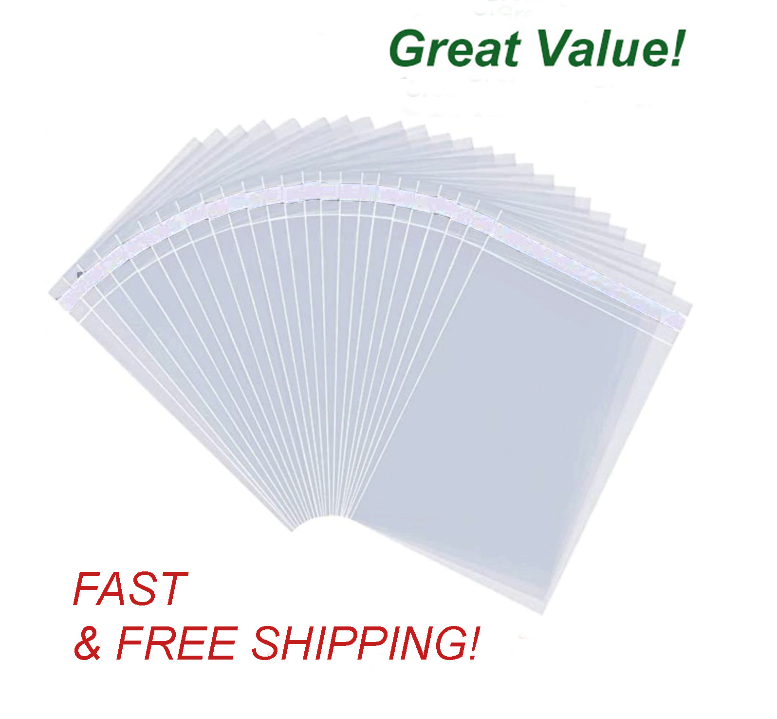 9×12″ Cello Poly Clear Bags / Resealable, Acid Free / heavy 1.4 mil