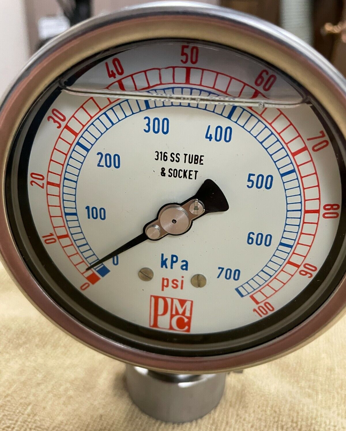 PMC 0-100 PSI STAINLESS STEEL OIL FILLED PRESSURE GAUGE