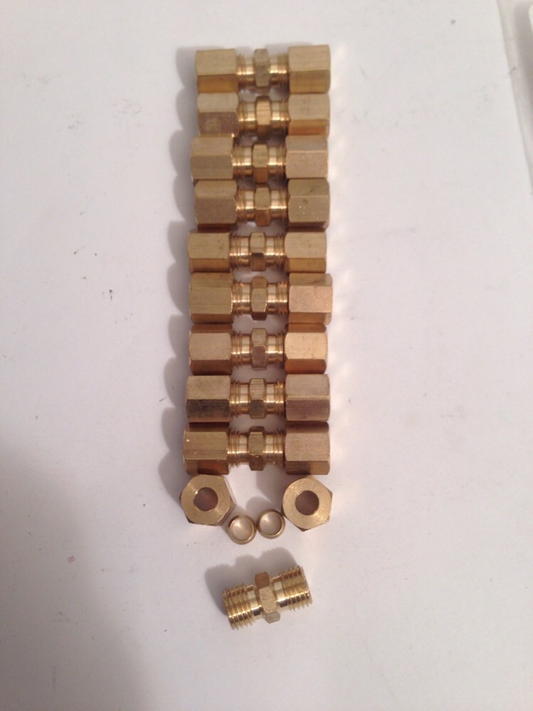 3/16″ Brass Compression Fittings-10 Pcs Per Bag