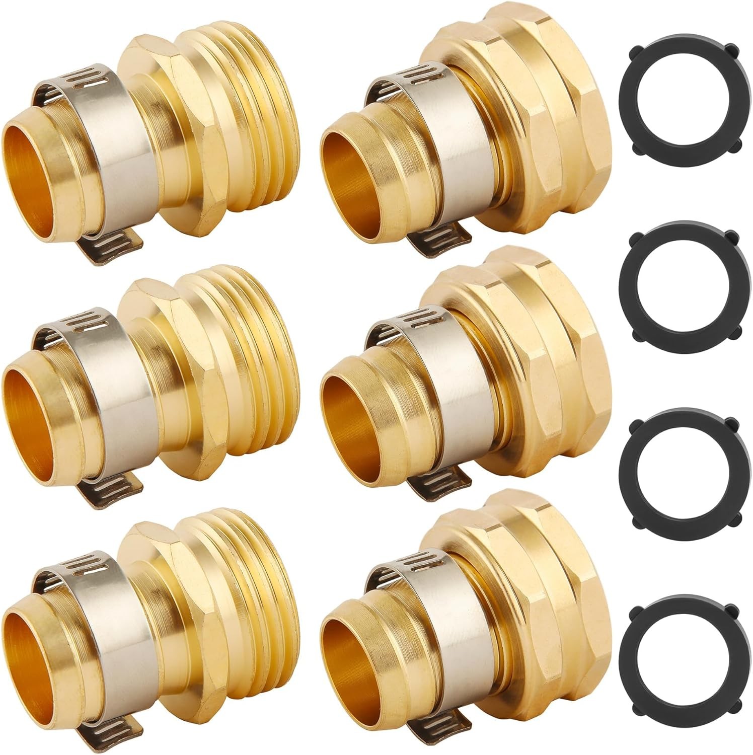 3 Set Brass Garden Hose Repair Connector Kit with Fit for 3/4" hose