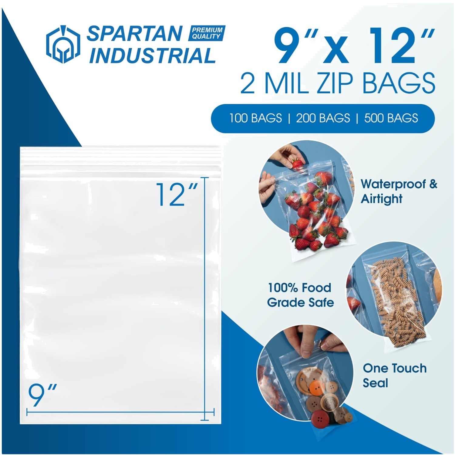 500 Count Clear Zip Poly Bags – 9×12 with Resealable Zipper