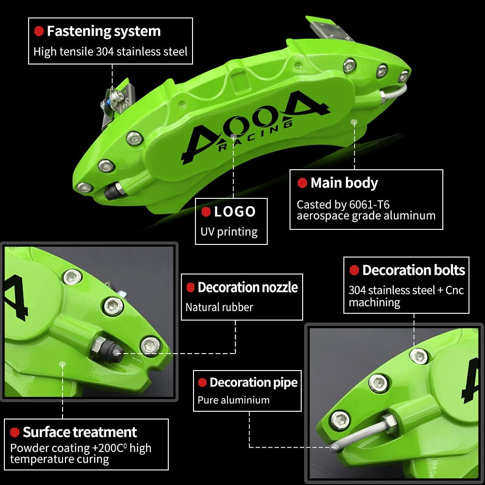 Lime Green Brake Caliper Covers Black Lettering 4pcs Fits Kia EV6 2022-2025