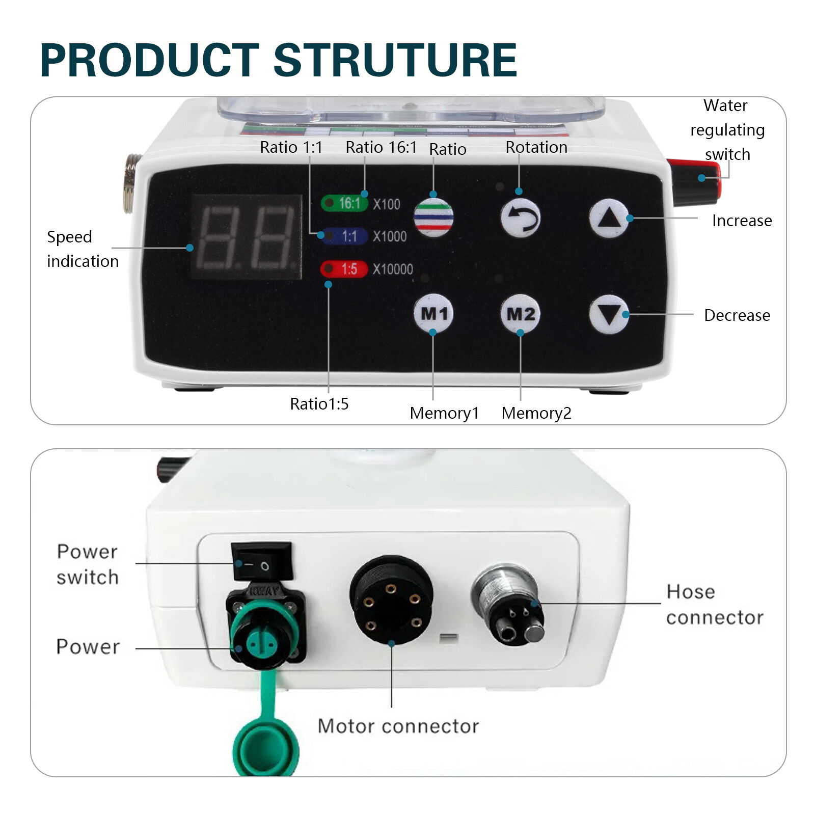 Dental LED Electric Motor System Micromotor&Water Tank For Practice 1:1 16:1 1:5