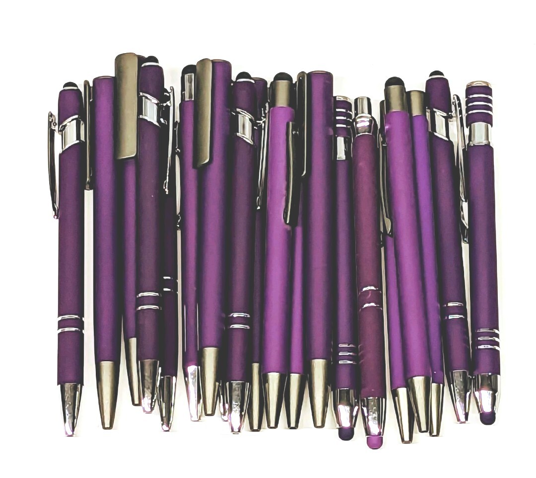 20ct Lot Misprint Metal Retractable Click Pens by Color: PURPLES Violet/Lavender