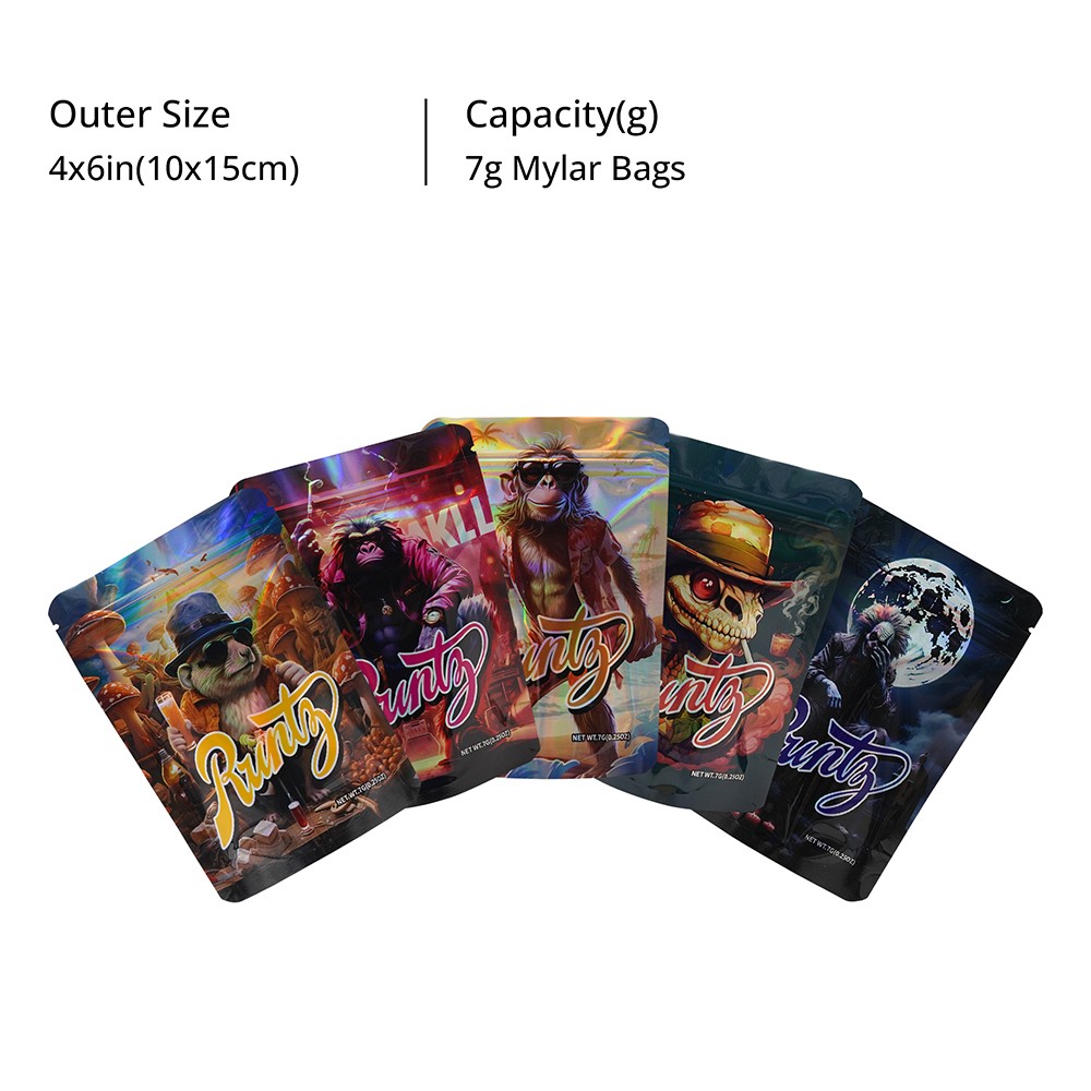 7g/28g Mylar Bags | High-Capacity Foil Pouch | Resealable + Heat-Seal | 100pcs